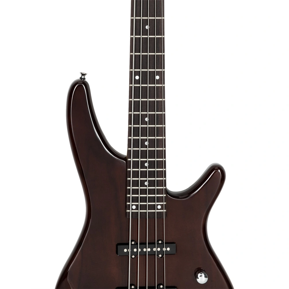 GIB Electric 5 String Bass Guitar Full Size Bag Strap Pick Connector Wrench Tool Earth Brown view 13