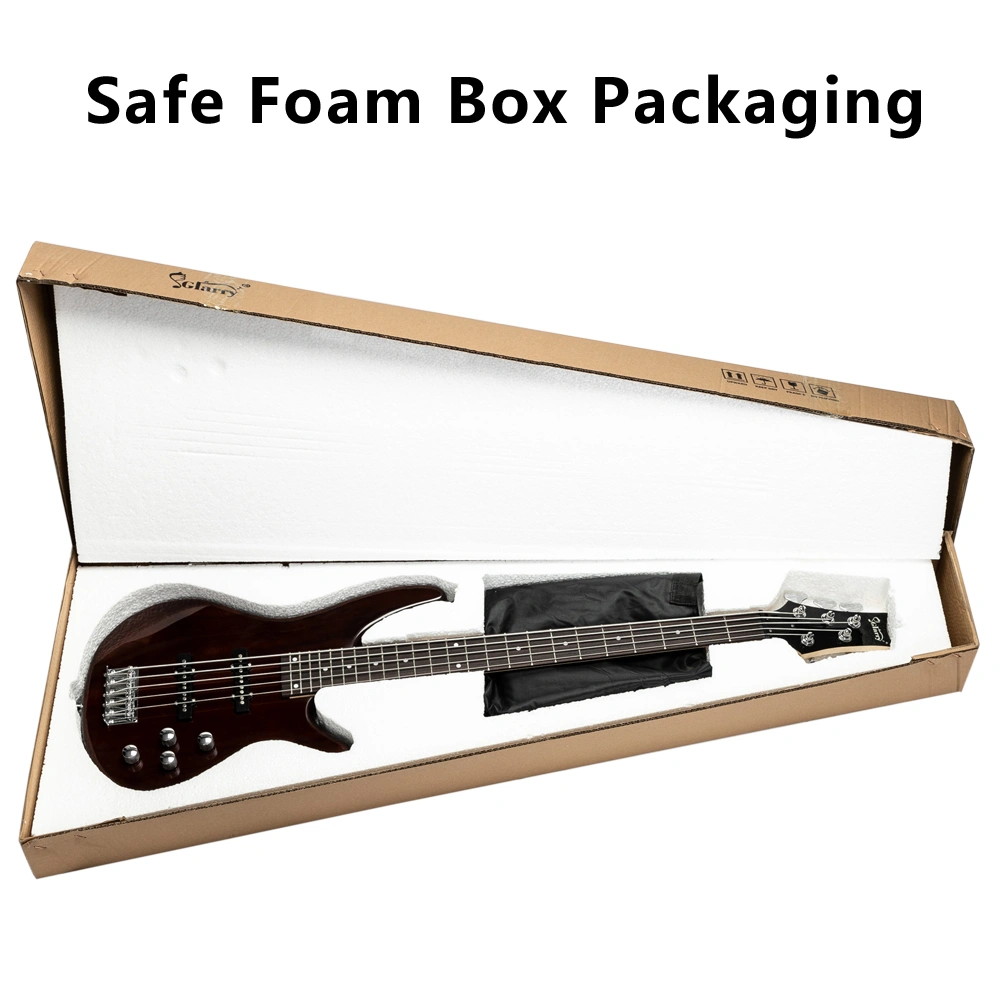 GIB Electric 5 String Bass Guitar Full Size Bag Strap Pick Connector Wrench Tool Earth Brown view 14