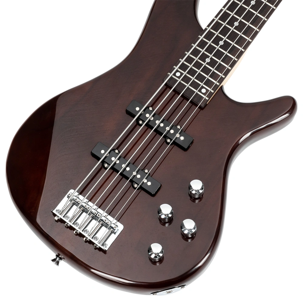 GIB Electric 5 String Bass Guitar Full Size Bag Strap Pick Connector Wrench Tool Earth Brown view 18