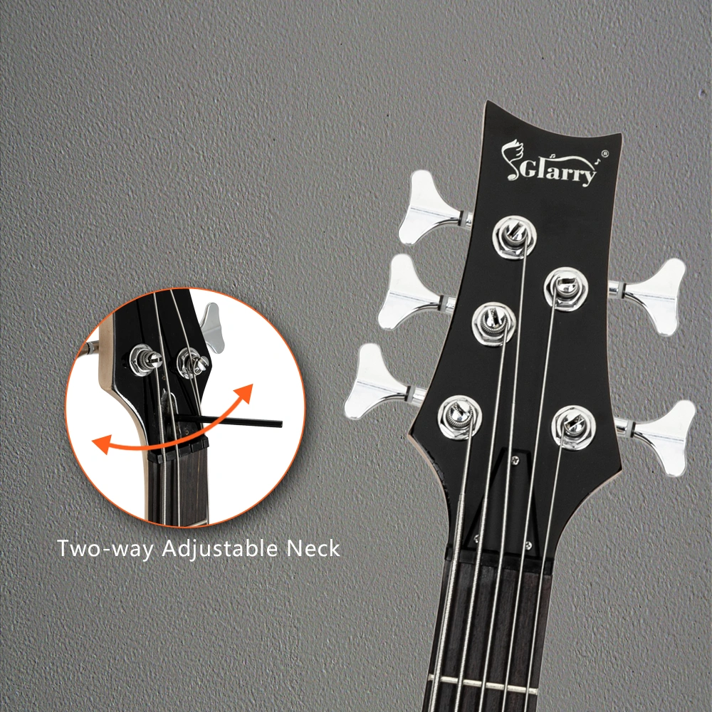 GIB Electric 5 String Bass Guitar Full Size Bag Strap Pick Connector Wrench Tool Earth Brown view 21