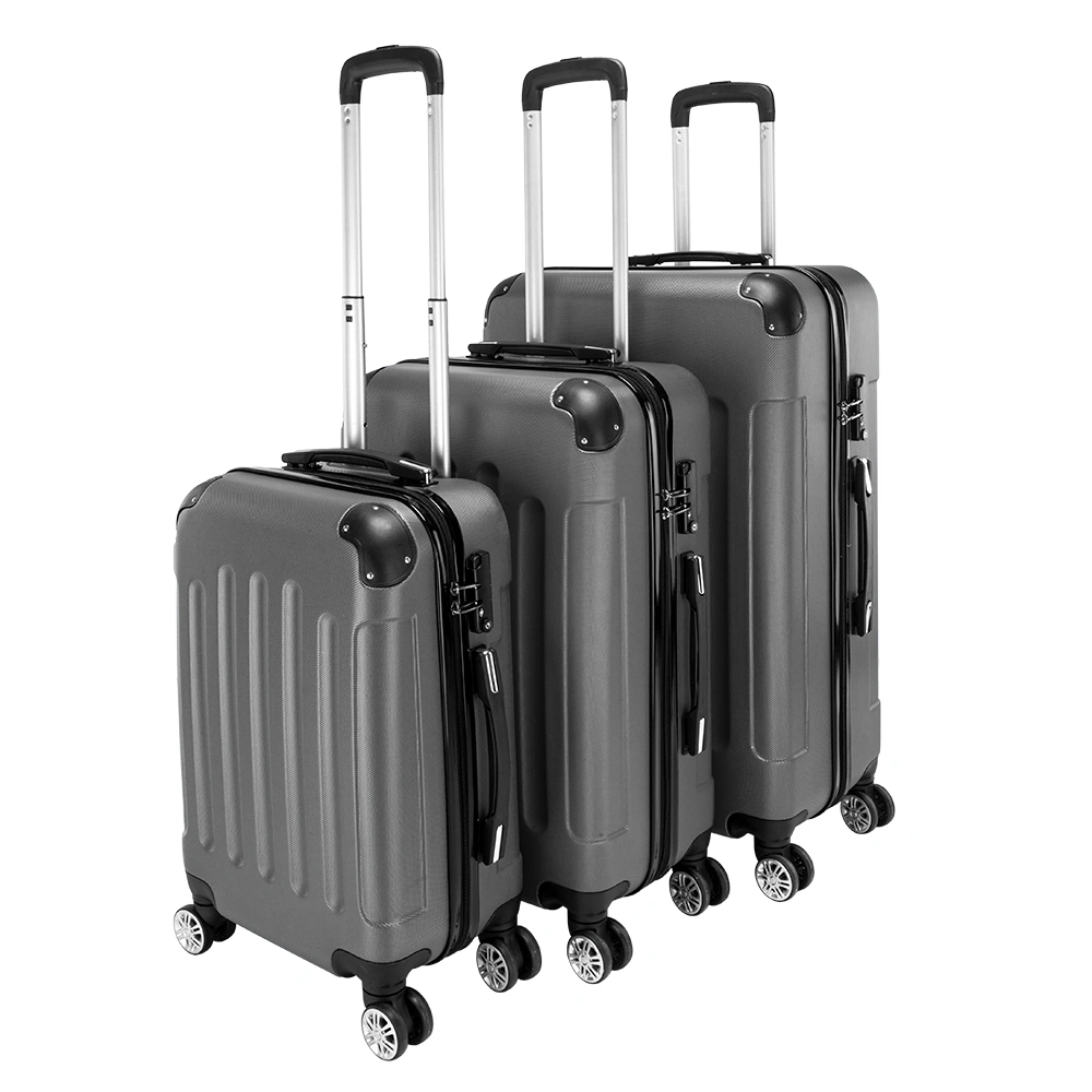 3-in-1 Portable ABS Trolley Luggage Case Set 20"/24"/28" Dark Gray view 2