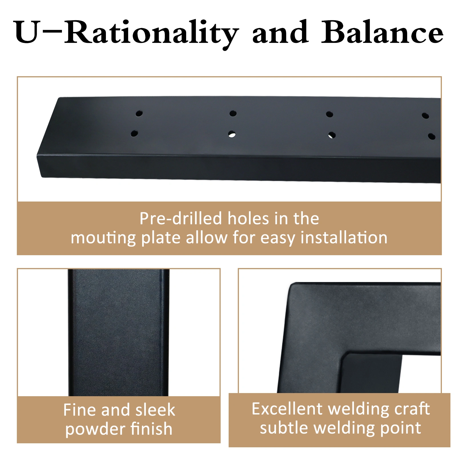Metal Table Legs 76cm U Shape Table Frame DIY, Metal Furniture Legs for Dining Conference Coffee Table, Two-Piece view 2