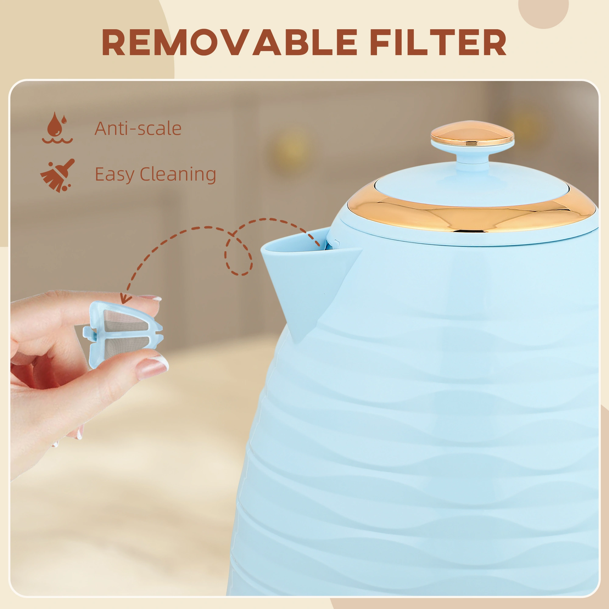 7L Electric Kettle, Fast Boil, Auto Shut-Off, Boil-Dry Protection, Cordless, BPA-Free, Stainless Steel view 3
