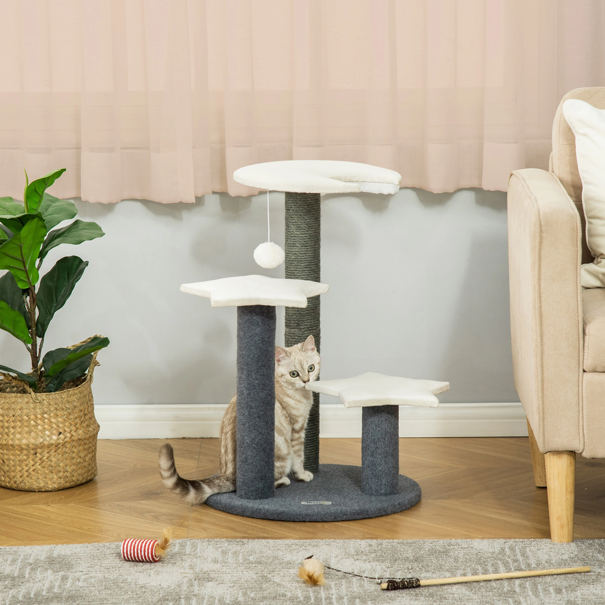 Multi-Story Cat Tree Tower 70 Inch with Scratching Posts, Plush Platforms, Dangling Toys, Hammock, and Cozy Cave for Indoor Cats