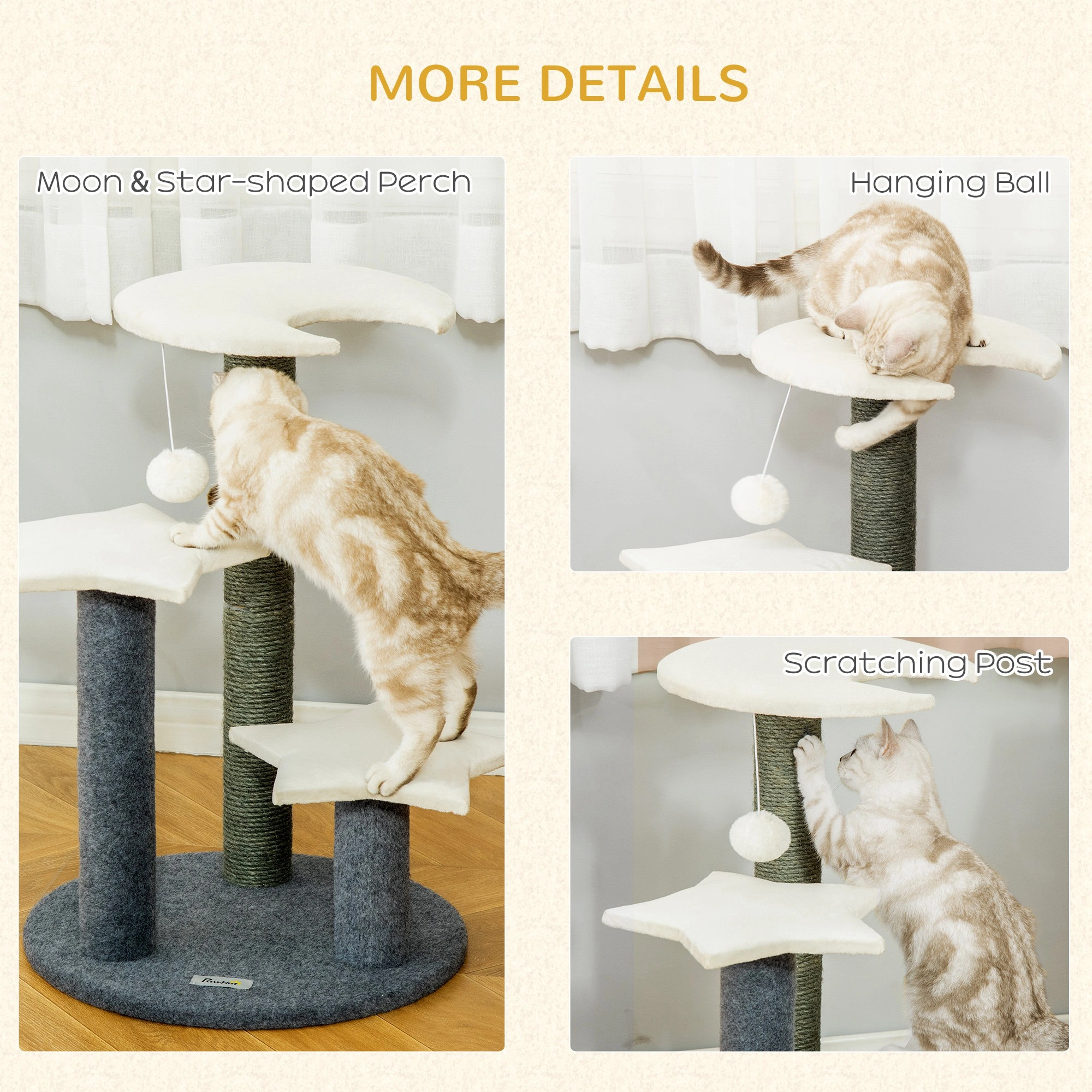 Multi-Story Cat Tree Tower 70 Inch with Scratching Posts, Plush Platforms, Dangling Toys, Hammock, and Cozy Cave for Indoor Cats view 2