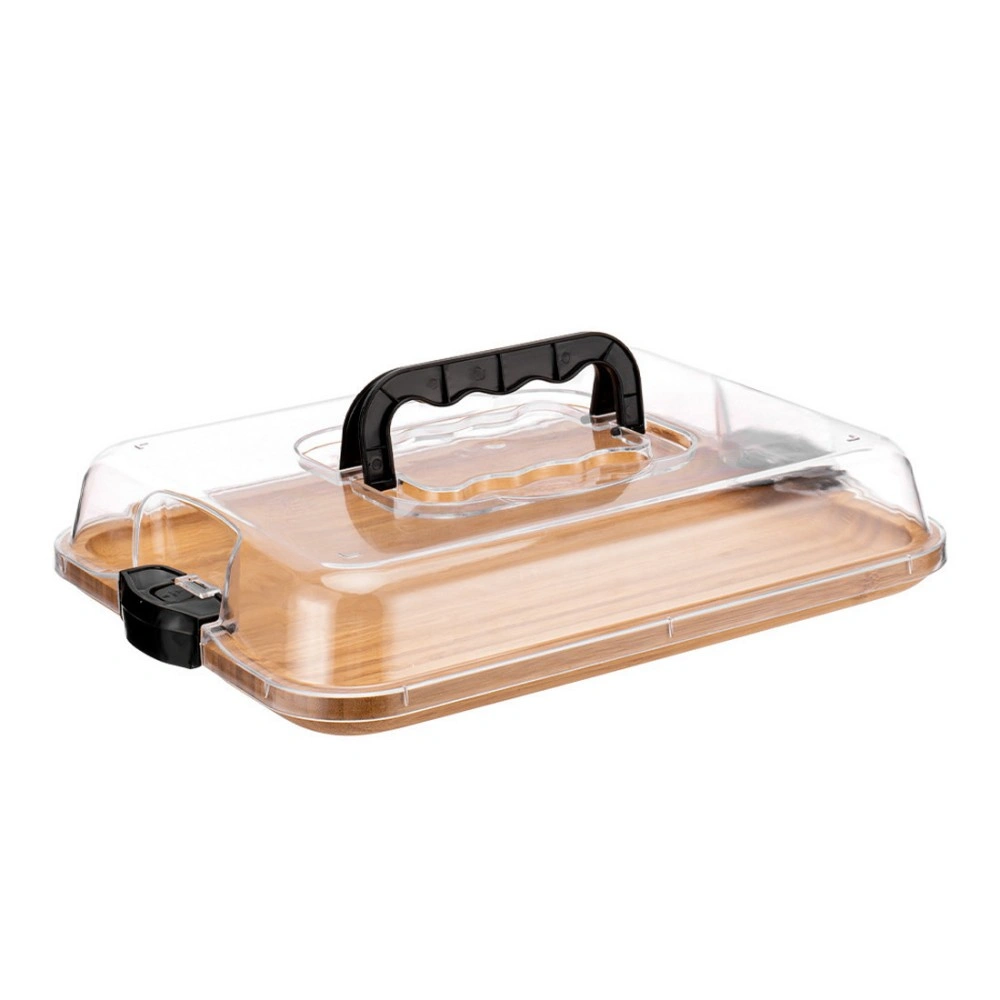 Bamboo Cheese Tray with Acrylic Clear Lid - Wooden Serving Board for Cheese, Fruit & Desserts view 3