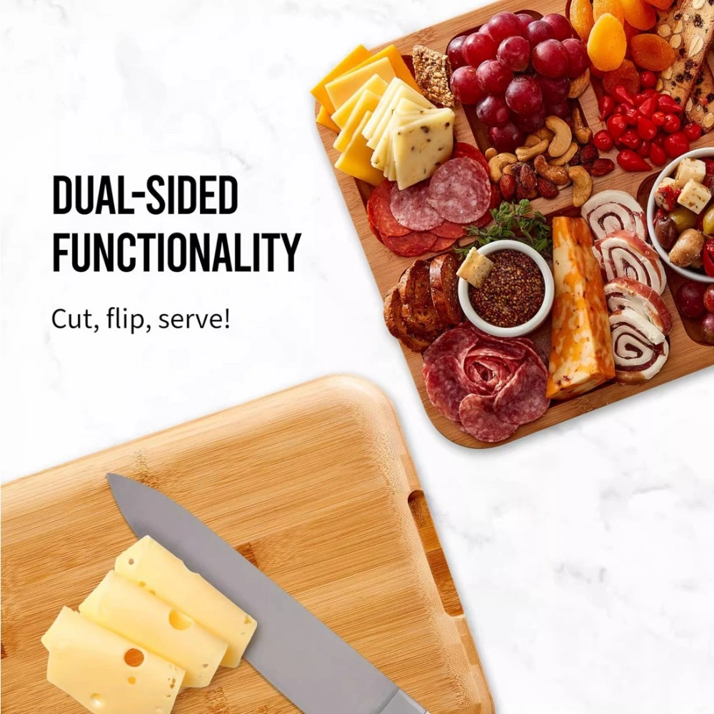 Bamboo Cheese Tray with Acrylic Clear Lid - Wooden Serving Board for Cheese, Fruit & Desserts view 5