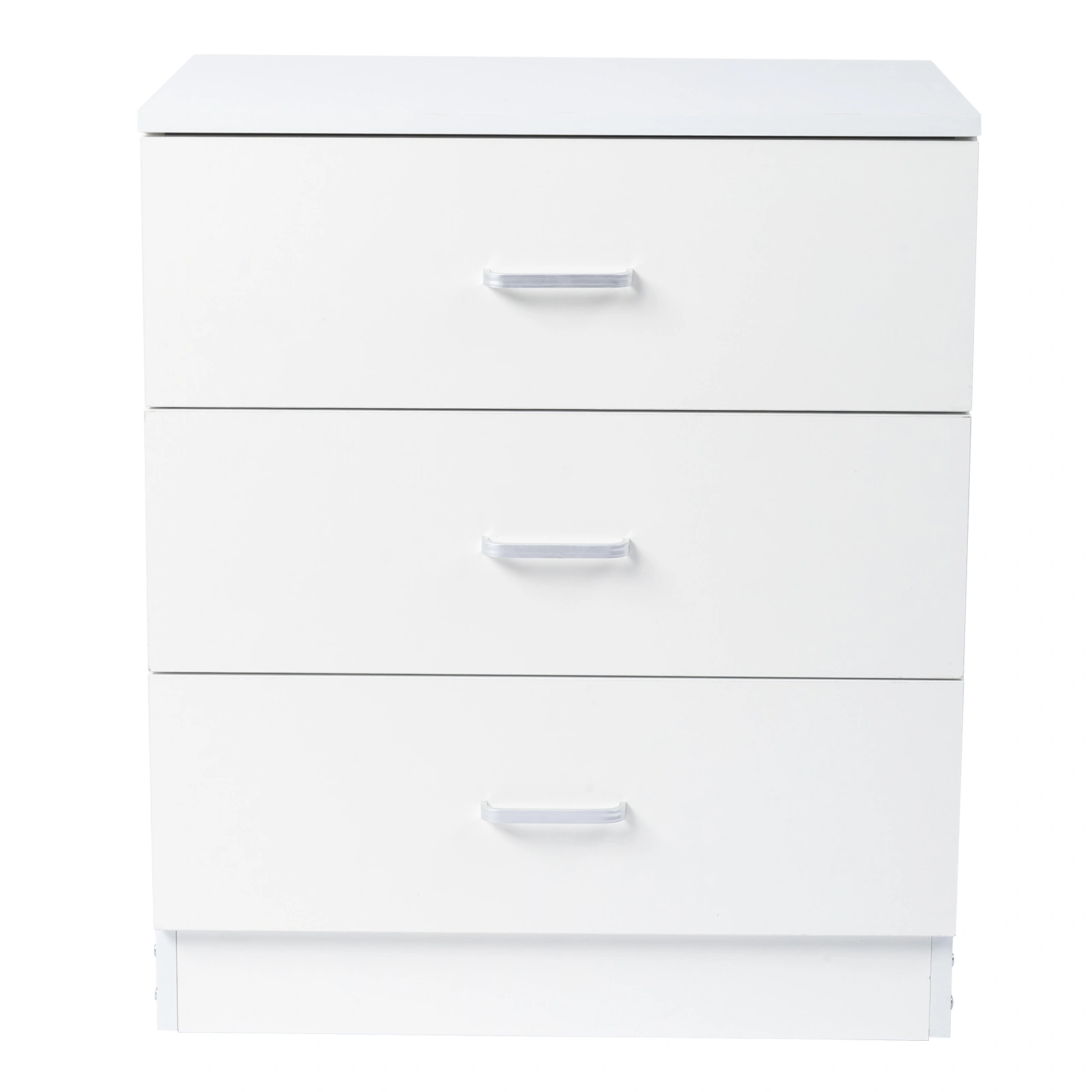 3-Drawer Tall Cabinet Particleboard Bedside Table with Textured Melamine Finish White view 2