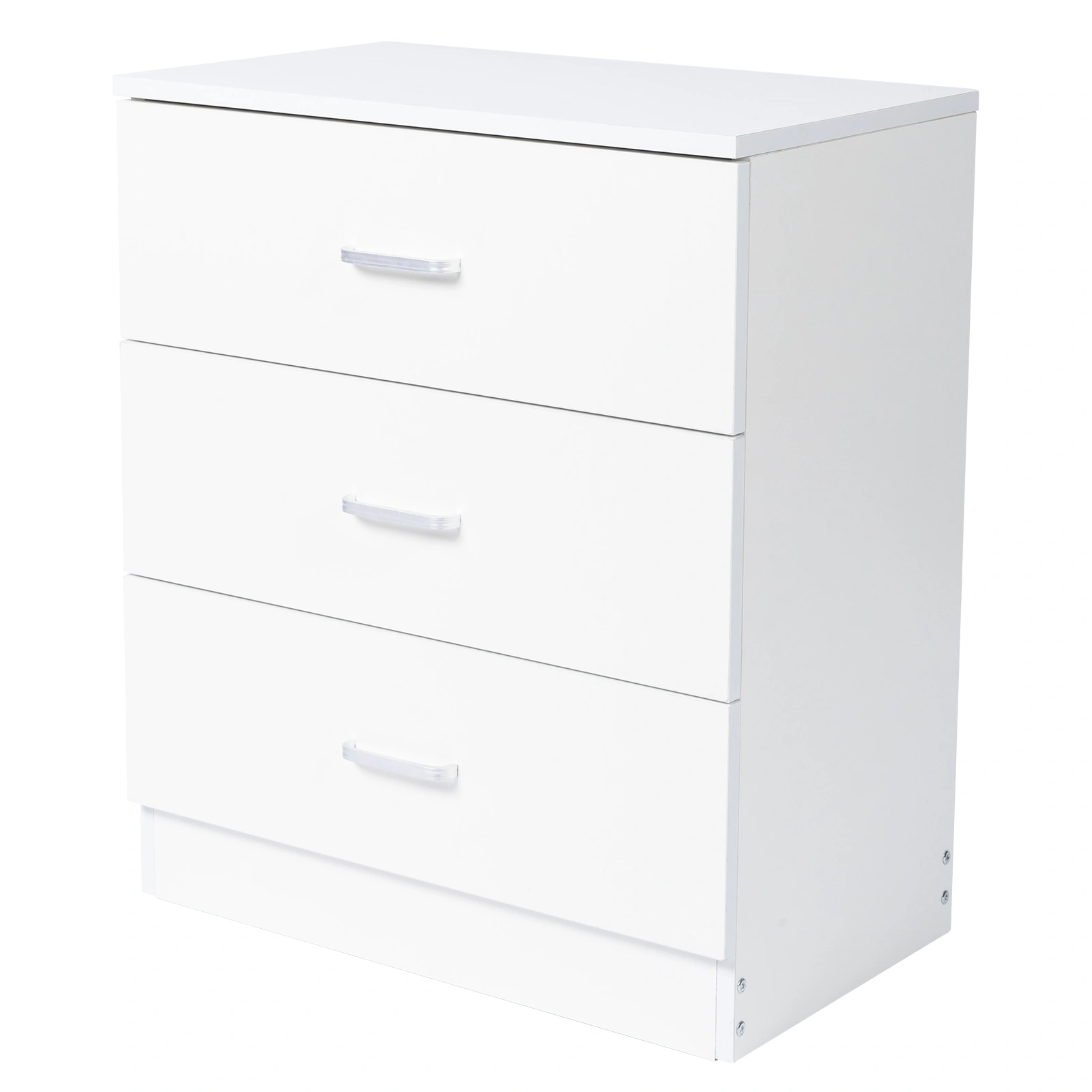 3-Drawer Tall Cabinet Particleboard Bedside Table with Textured Melamine Finish White view 4