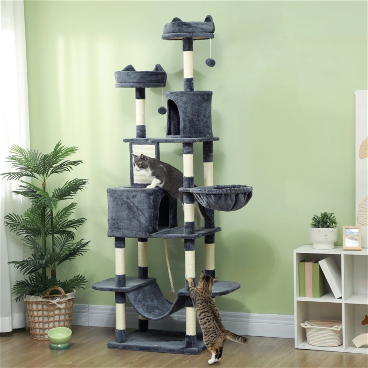 Cat Tree Tower Condo with Sisal Scratching Post, Kittens & Large Cats, Multi-Level Perch Bed Platform for Playing Sleeping & Relaxing
