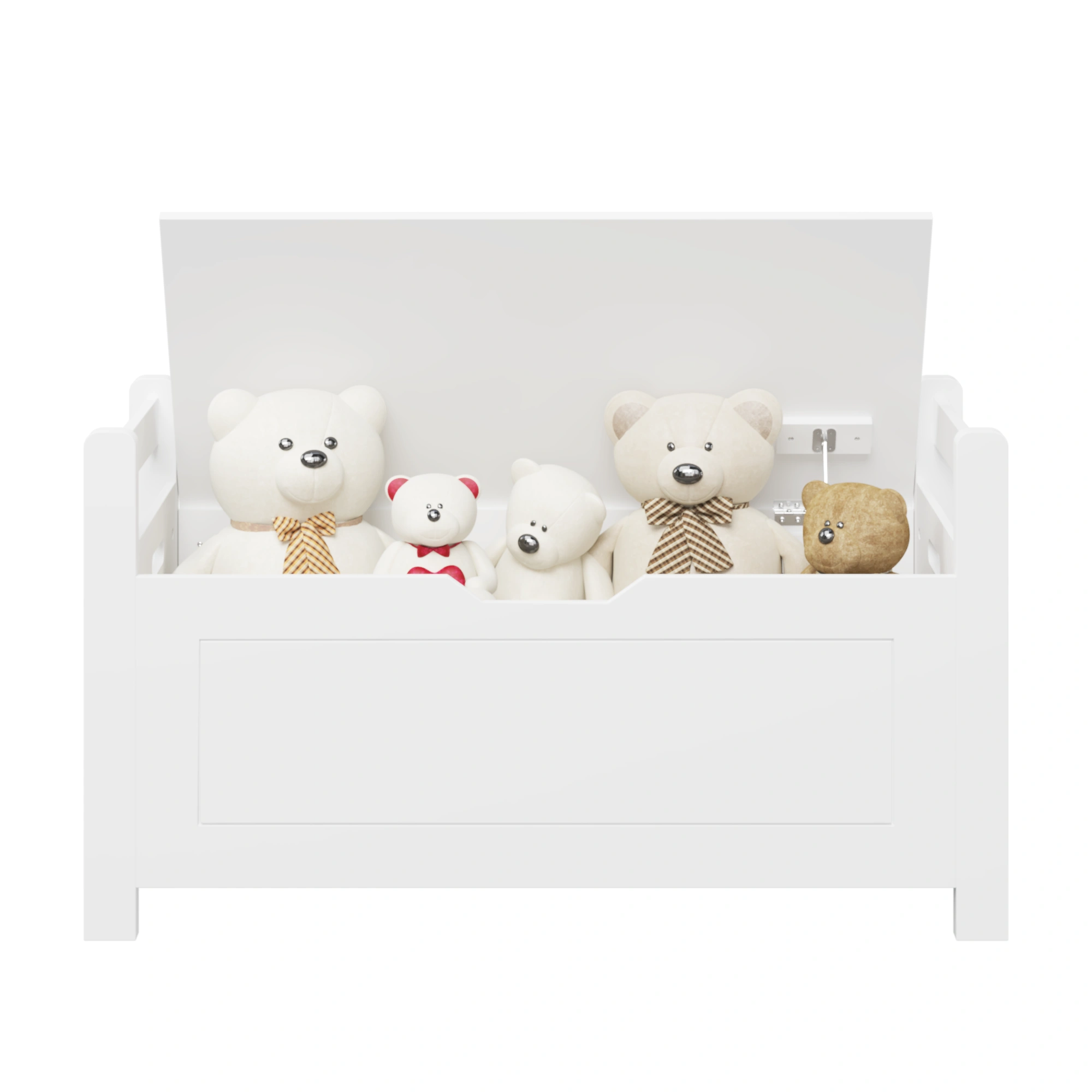 White Kids Toy Box Bench with Cushion Seat, Large Storage Chest with Flip-Top Lid & Safety Hinge, Toy Organizer Trunk for Nursery, Playroom view 17