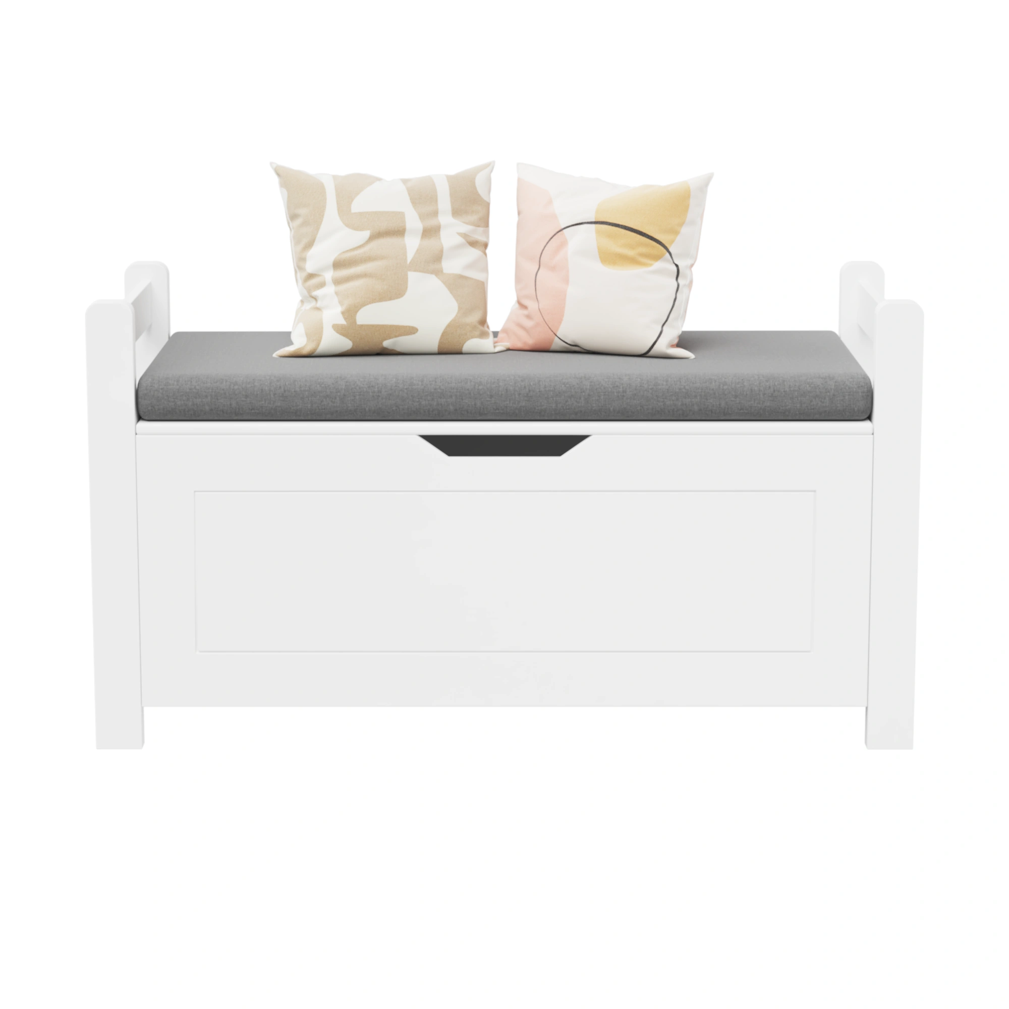 White Kids Toy Box Bench with Cushion Seat, Large Storage Chest with Flip-Top Lid & Safety Hinge, Toy Organizer Trunk for Nursery, Playroom view 7