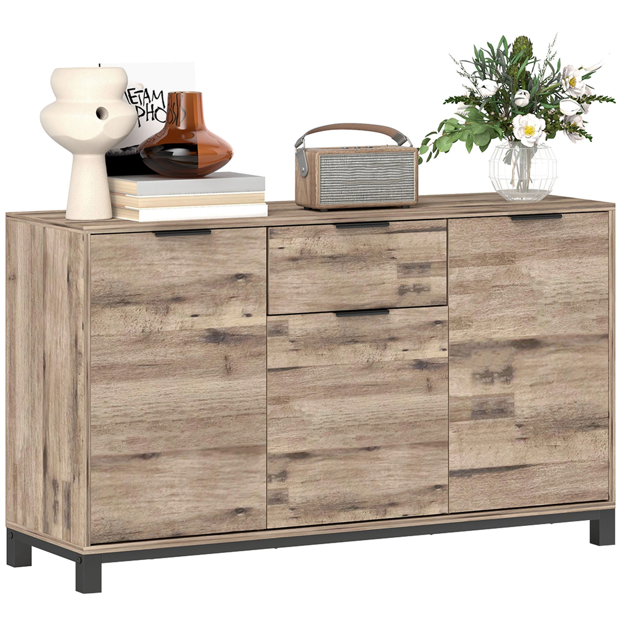 Modular Kitchen Storage Cabinet - Multi-Tier Shelving Unit with Spacious Compartments - Ideal for Pantry, Dining Room, or Entryway Organization view 3