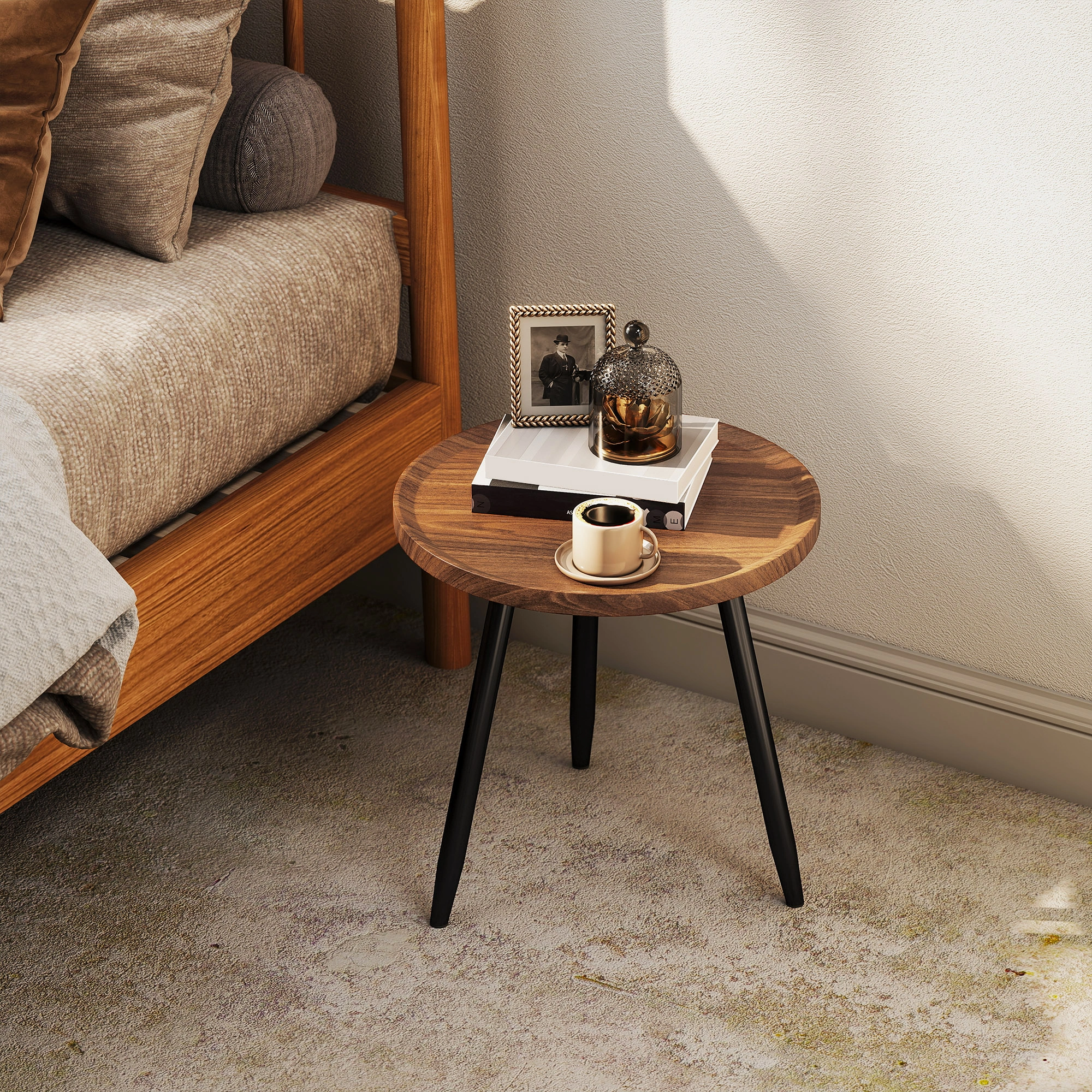 Rattan Coffee Table, Wicker Side Table for Living Room, Bedroom, Patio Outdoor Furniture view 3