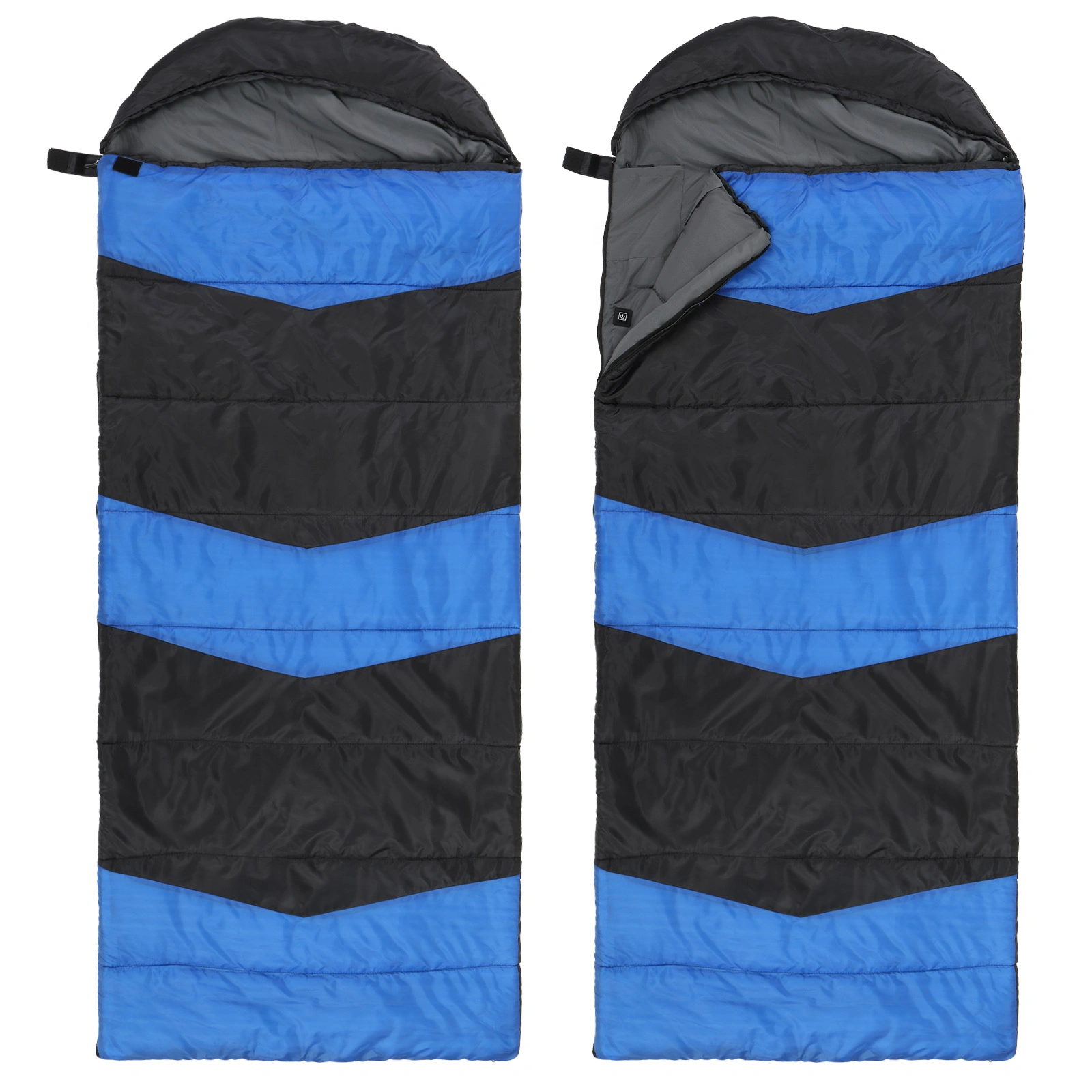 Rectangular Heated Sleeping Bag, Lightweight Sleeping Bag with Multi USB Powered Heating Pads, Waterproof Compact Envelope Sleeping Bag for Backpacking Hiking, Blue view 11