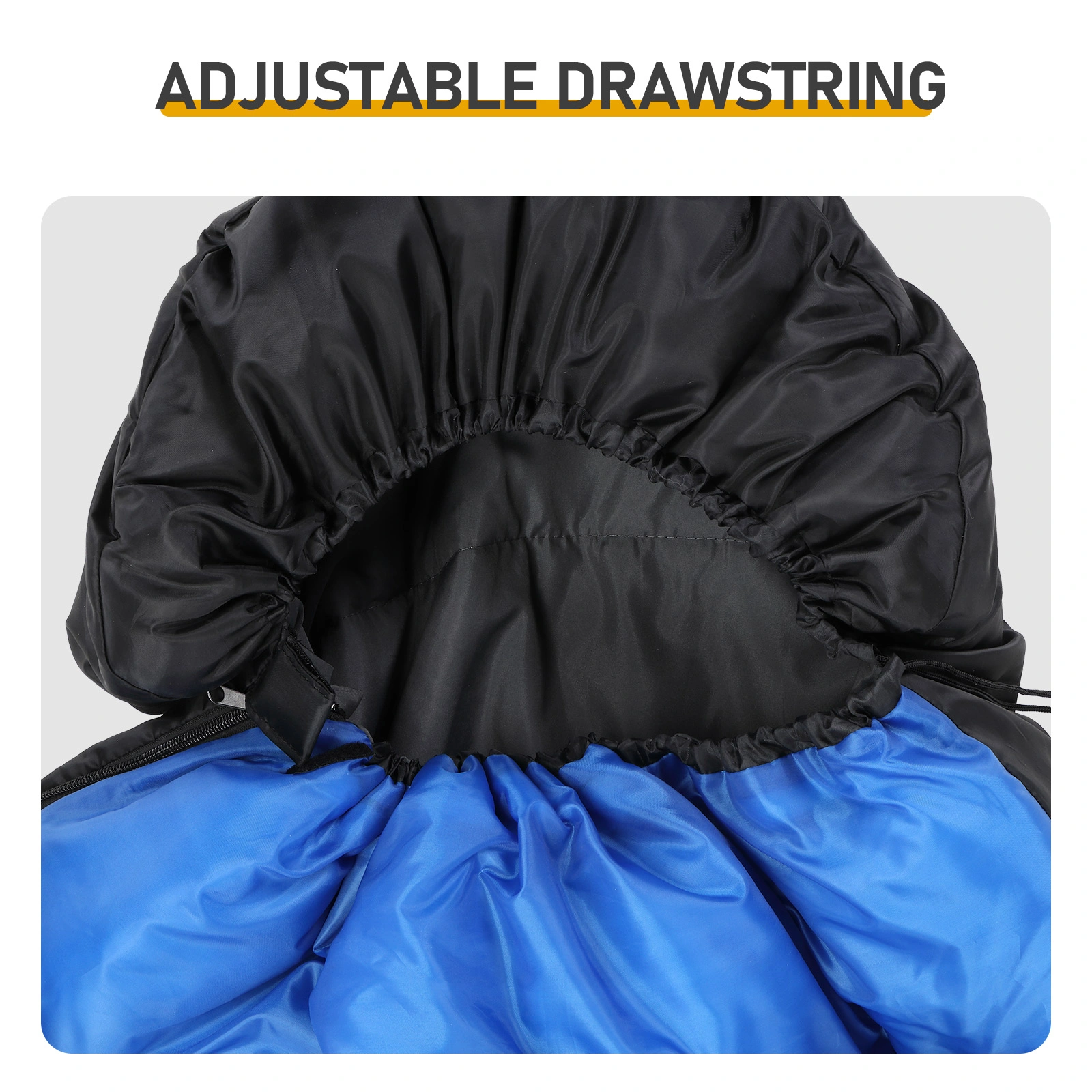 Rectangular Heated Sleeping Bag, Lightweight Sleeping Bag with Multi USB Powered Heating Pads, Waterproof Compact Envelope Sleeping Bag for Backpacking Hiking, Blue view 9
