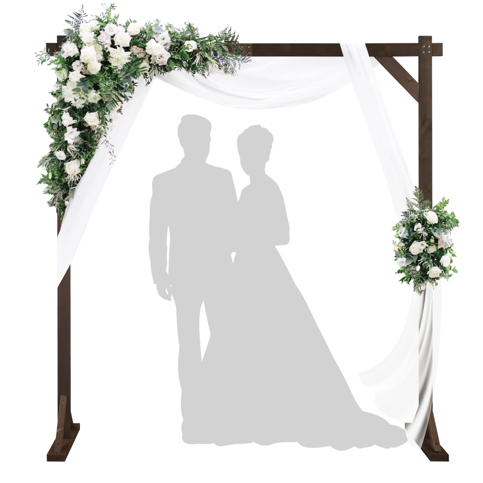7.2FT Wooden Wedding Arch, Square Wood Arch Wedding Arbor Backdrop Stand for Indoor Outdoor Ceremony Party Proposal Scene Garden Beach Forest Rustic Boho Decoration view 2