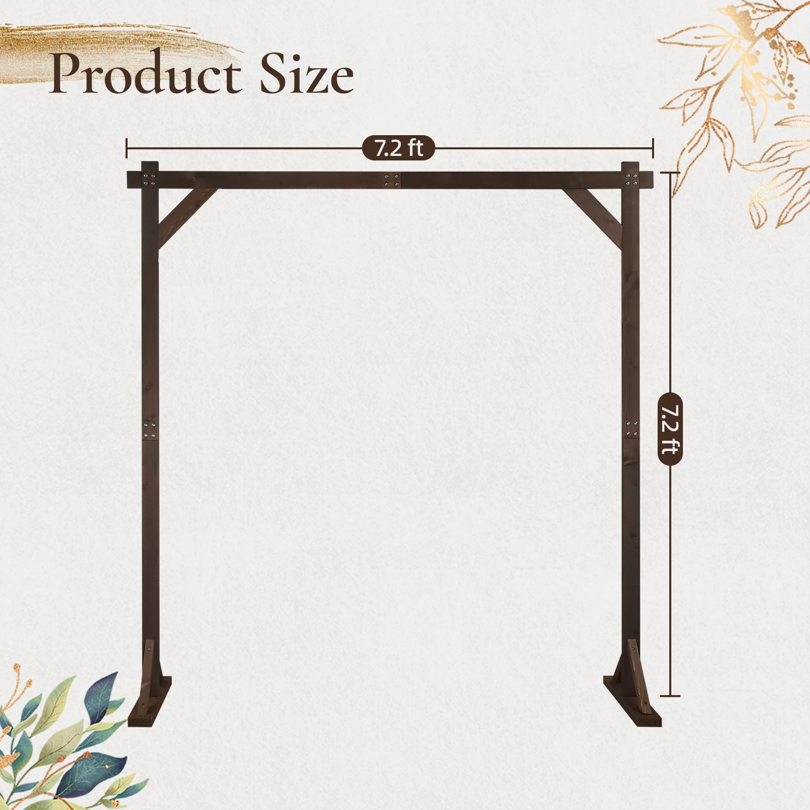 7.2FT Wooden Wedding Arch, Square Wood Arch Wedding Arbor Backdrop Stand for Indoor Outdoor Ceremony Party Proposal Scene Garden Beach Forest Rustic Boho Decoration view 8