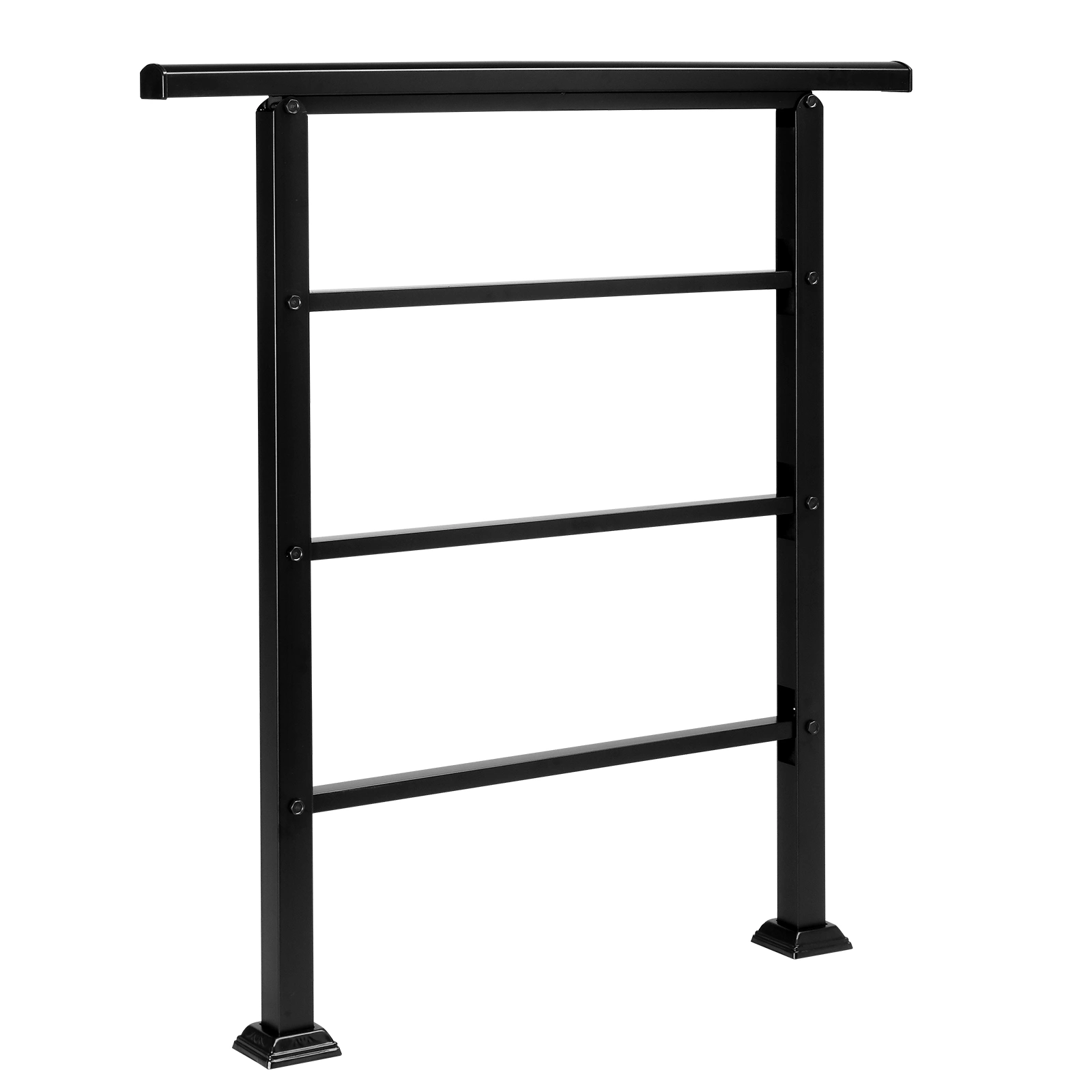 Matte Black Wrought Iron Outdoor Handrail for 1 or 3 Steps, Transitional Stair Railing with Installation Kit, Compatible 66442124