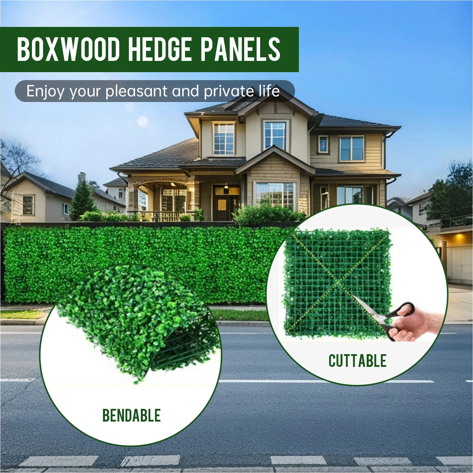 24 Pack 24x16 Inch Artificial Grass Wall Panels, Boxwood Faux Hedge Fence Panels for Outdoor Garden Yard Decor view 2