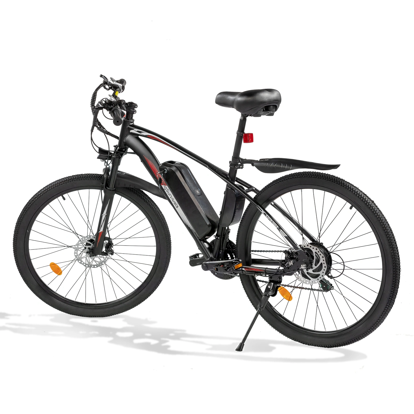 Adult Electric Mountain Bike 27.5" City E-Bike 36V 13Ah Removable Battery 7 Speed Red Black