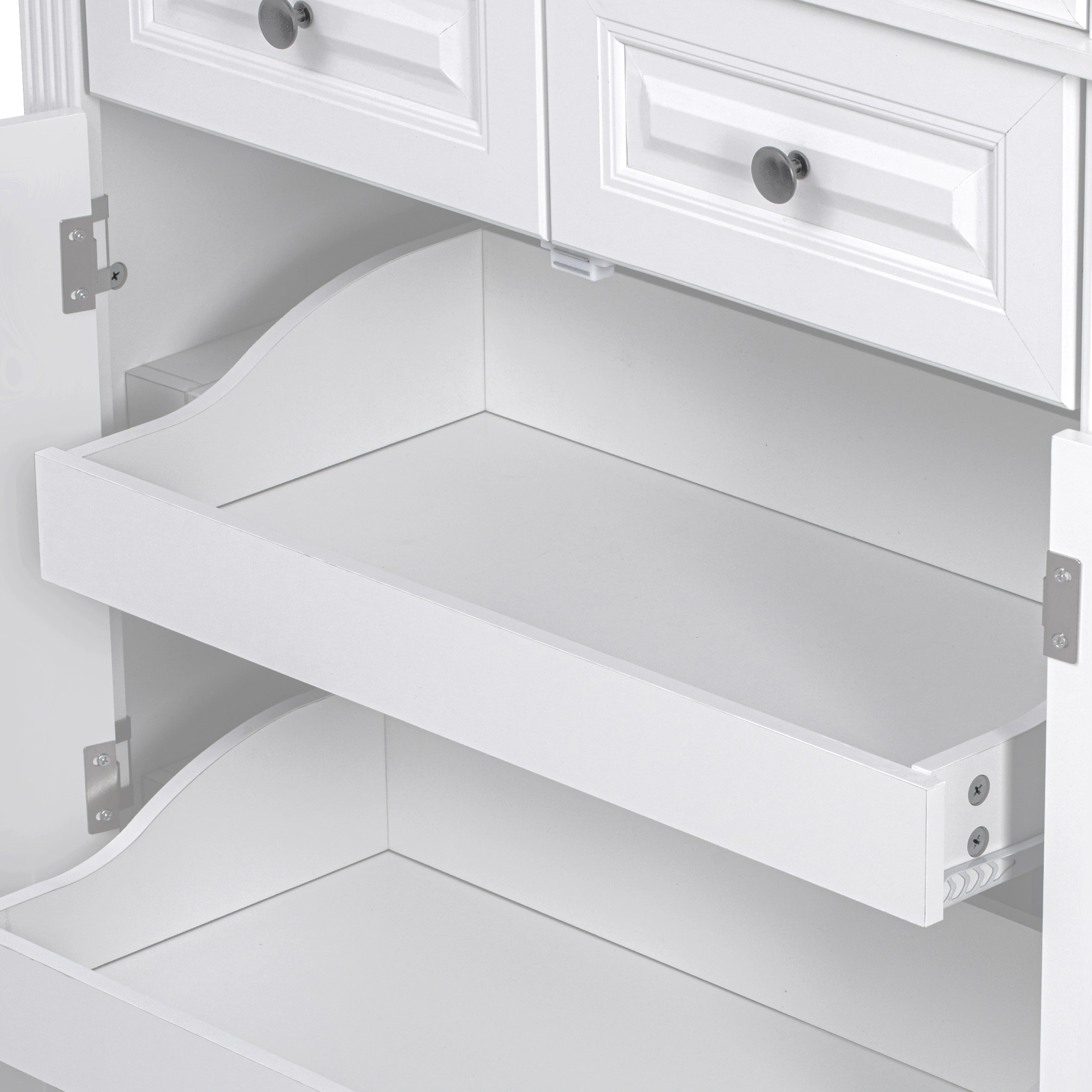 K&K 71" Tall Kitchen Pantry Cabinet with 3 Pull Out Cabinet Organizers, Farmhouse Embossed Texture Storage Cabinet with 6 Door Shelves, 2 Drawers, Freestanding Cupboard for Kitchen, Dining Room White view 17