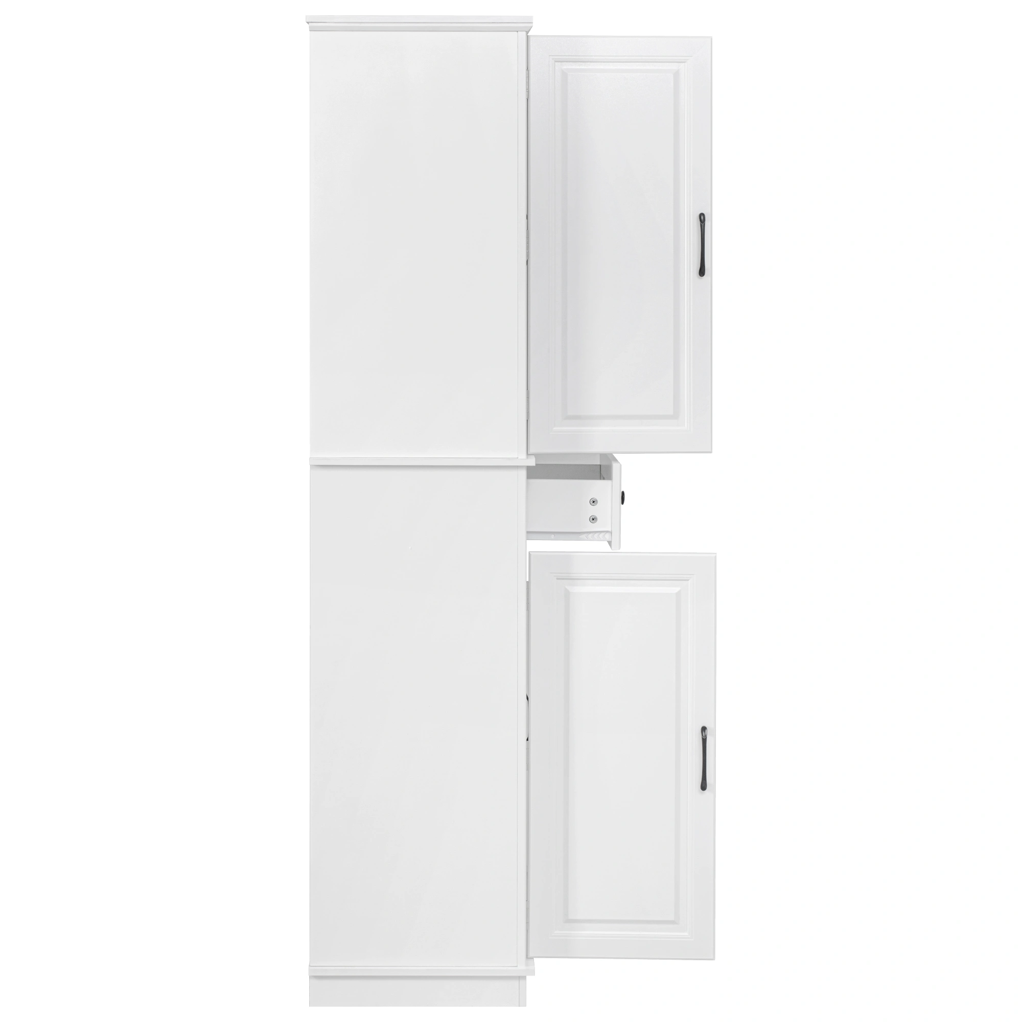 K&K 71" Tall Kitchen Pantry Cabinet with 3 Pull Out Cabinet Organizers, Farmhouse Embossed Texture Storage Cabinet with 6 Door Shelves, 2 Drawers, Freestanding Cupboard for Kitchen, Dining Room White view 4