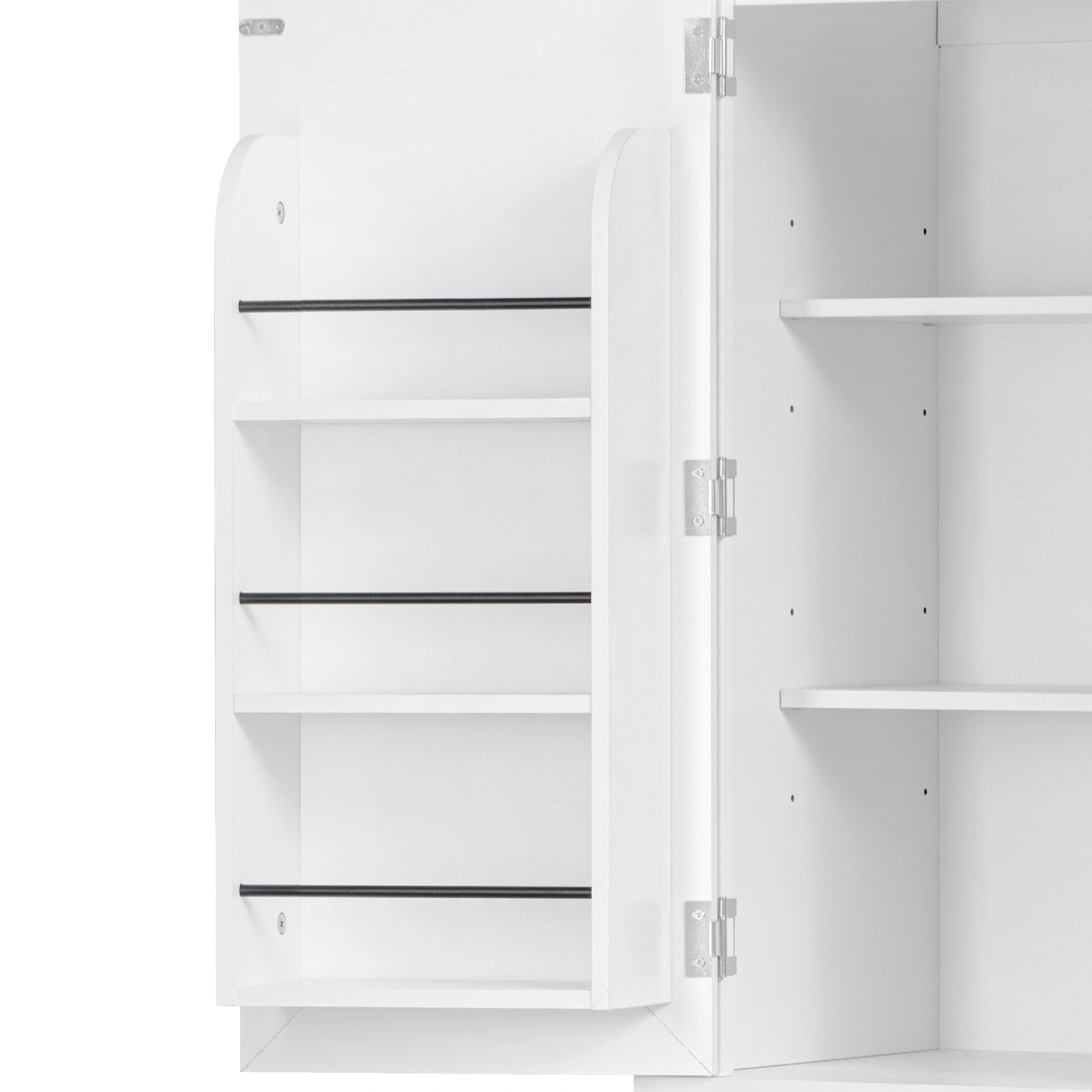 K&K 71" Tall Kitchen Pantry Cabinet with 3 Pull Out Cabinet Organizers, Farmhouse Embossed Texture Storage Cabinet with 6 Door Shelves, 2 Drawers, Freestanding Cupboard for Kitchen, Dining Room White view 8