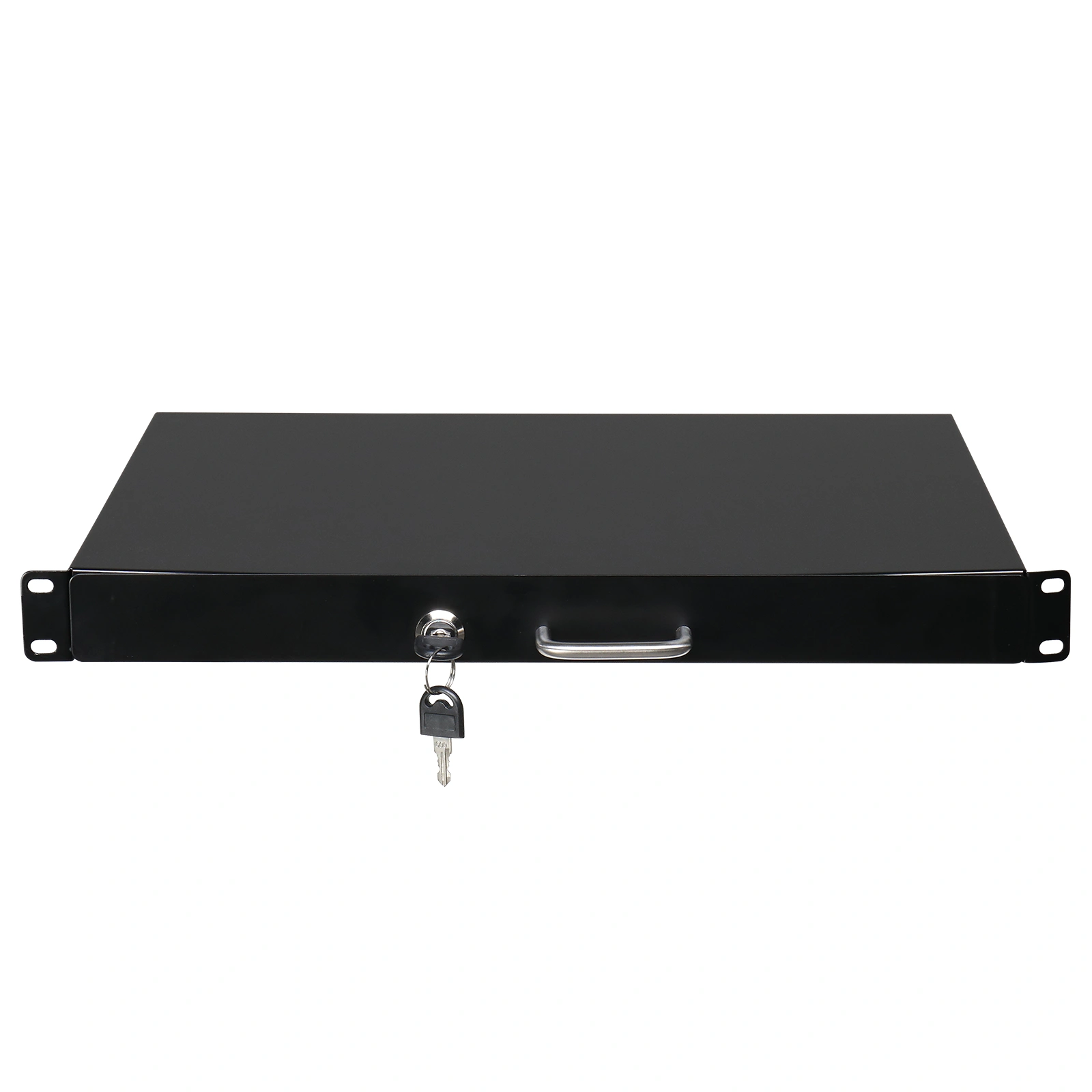 19" 1U Steel Plate DJ Drawer Equipment Cabinet with Keys Black view 4