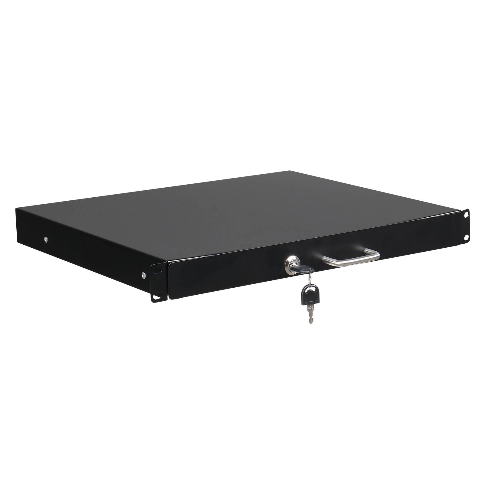 19" 1U Steel Plate DJ Drawer Equipment Cabinet with Keys Black view 8