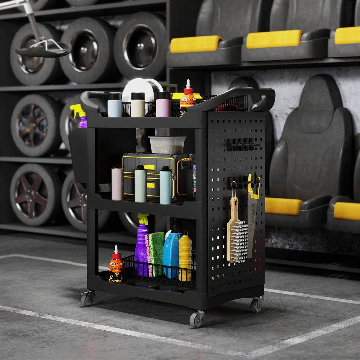 Rolling Tool Cart with Drawers, Mobile Storage Cabinet, Heavy-Duty Utility Workbench on Wheels for Garage, Workshop, DIY Projects