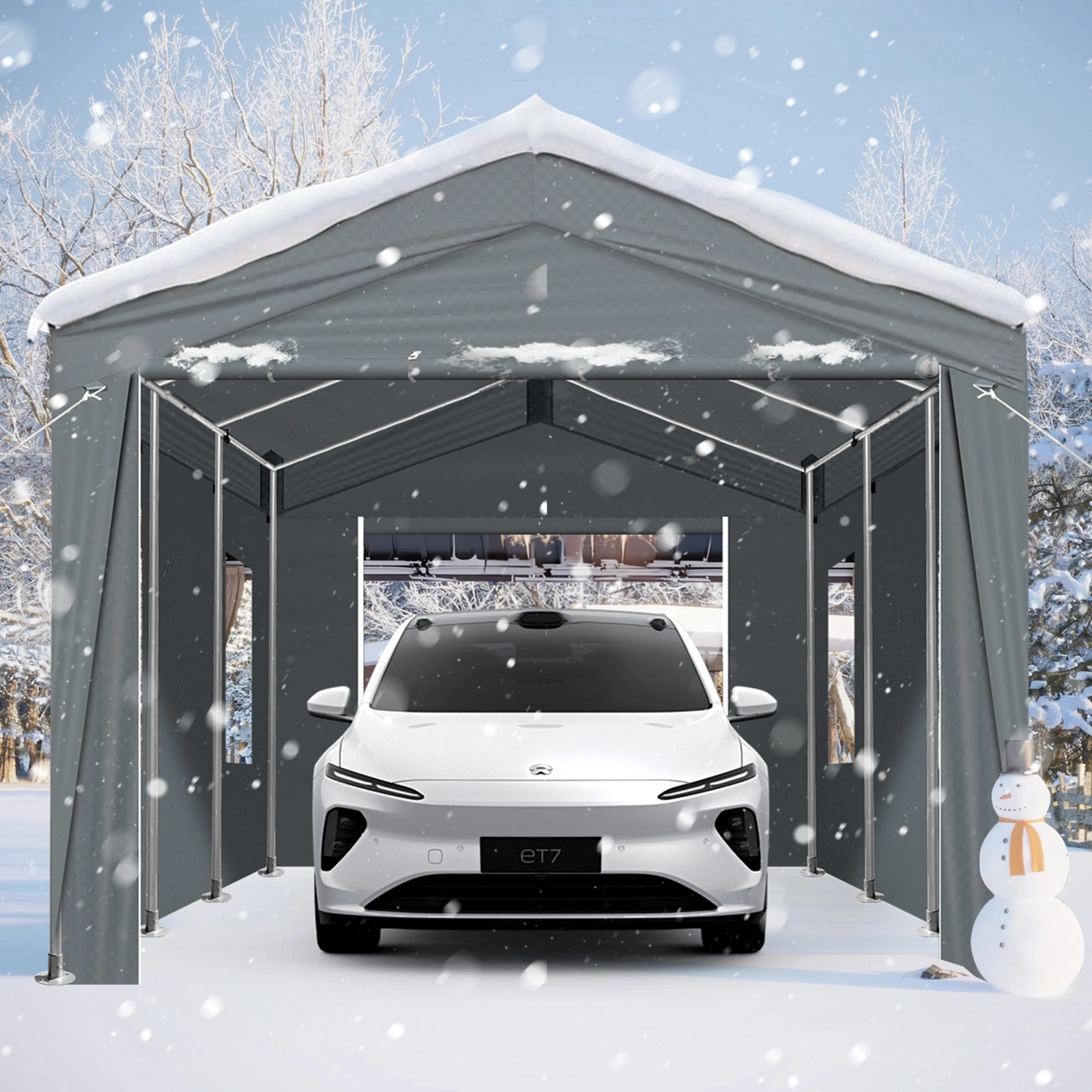 12x20 ft Carport Car Port Canopy Grey view 15