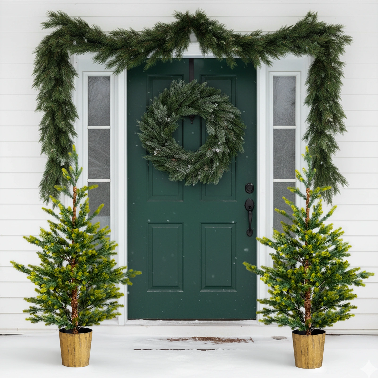 2 Pack 4 FT Dual Tone Artificial Christmas Tree with Pot Stand, Potted Xmas Pine Tree with 119 Branch Tips for Holiday Party Office Home, Green view 12