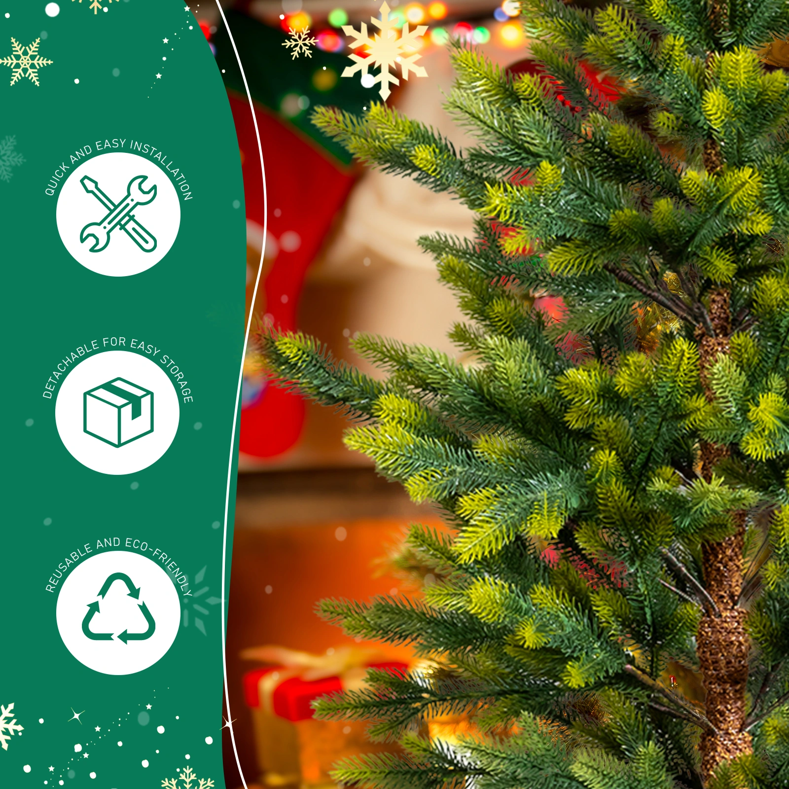 2 Pack 4 FT Dual Tone Artificial Christmas Tree with Pot Stand, Potted Xmas Pine Tree with 119 Branch Tips for Holiday Party Office Home, Green view 3