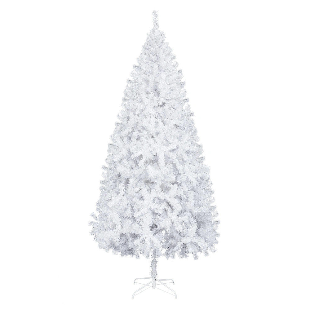 7FT White Iron Leg Christmas Tree with 950 Branch Tips, Pre-Lit Artificial Xmas Tree for Home Indoor Outdoor Holiday Decoration