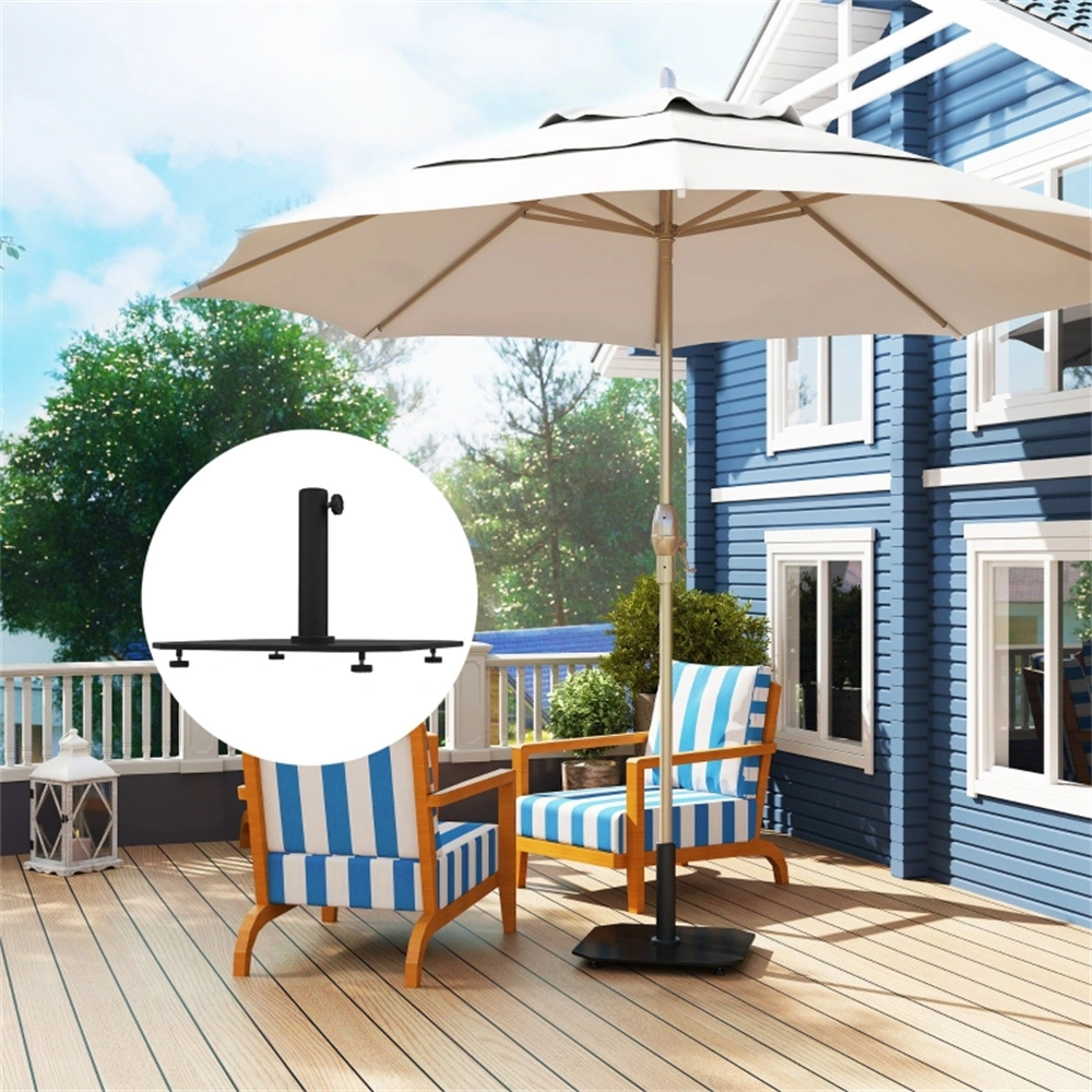 Umbrella Base Patio Table - Heavy Duty Market Umbrella Stand with Weighted Insert for Outdoor Parasol, Black