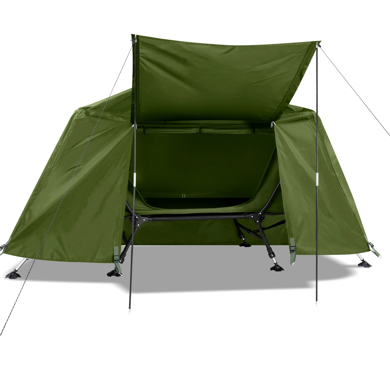 Collapsible camping tent with an integrated cot view 11