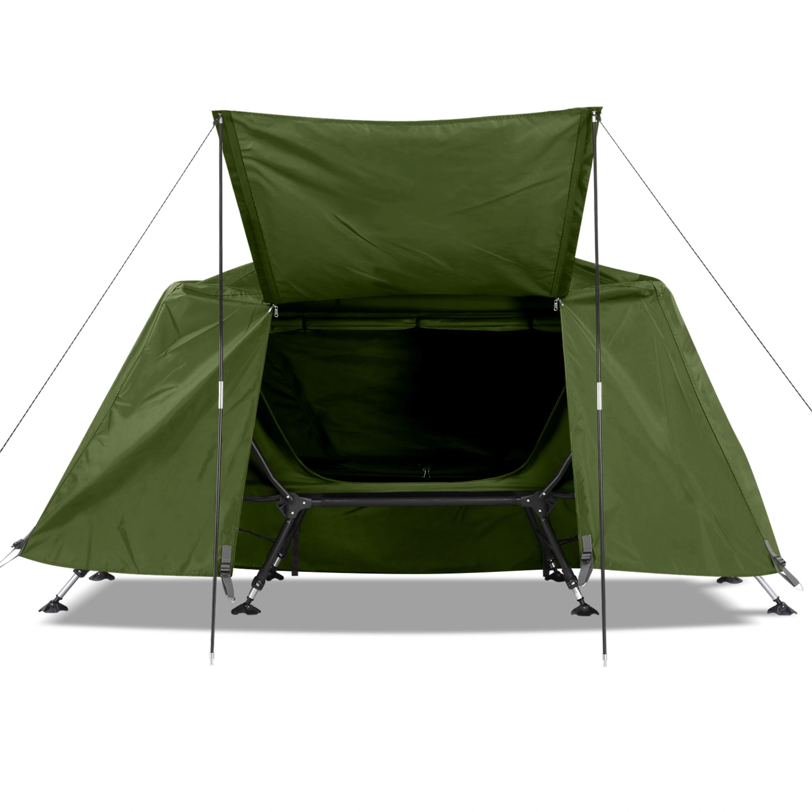 Collapsible camping tent with an integrated cot view 12