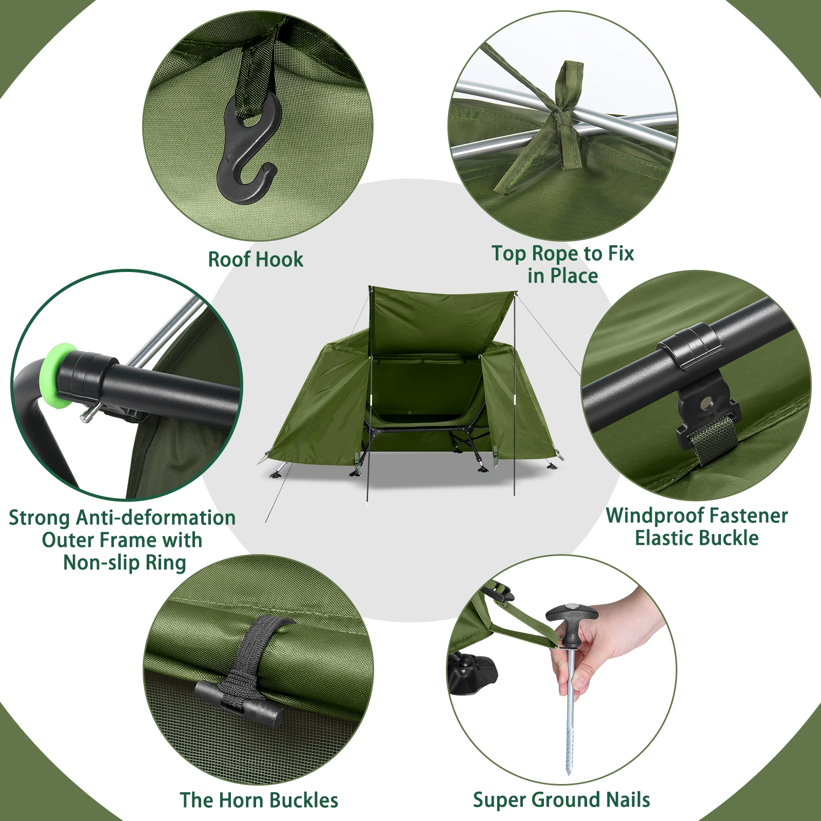 Collapsible camping tent with an integrated cot view 15
