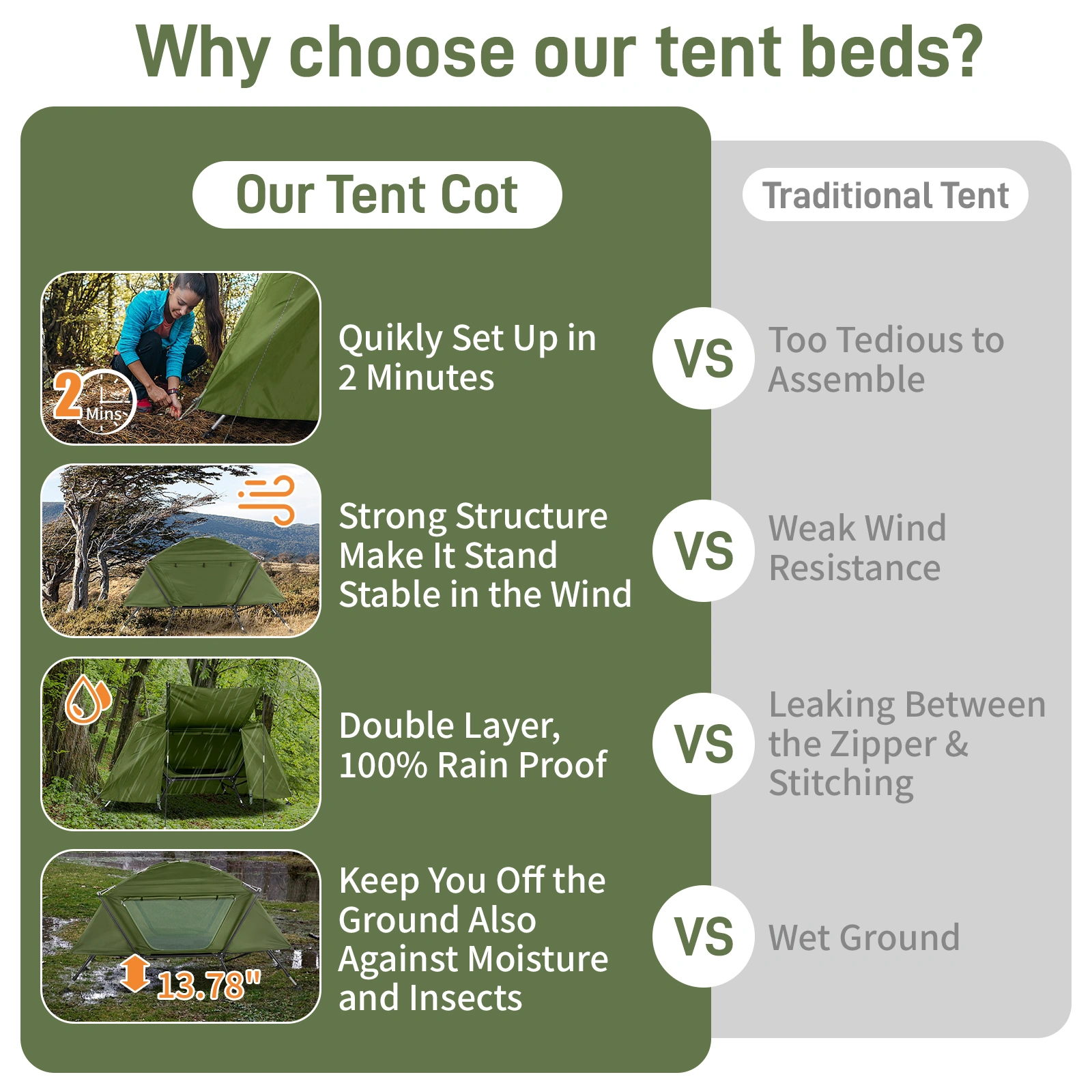 Collapsible camping tent with an integrated cot view 16