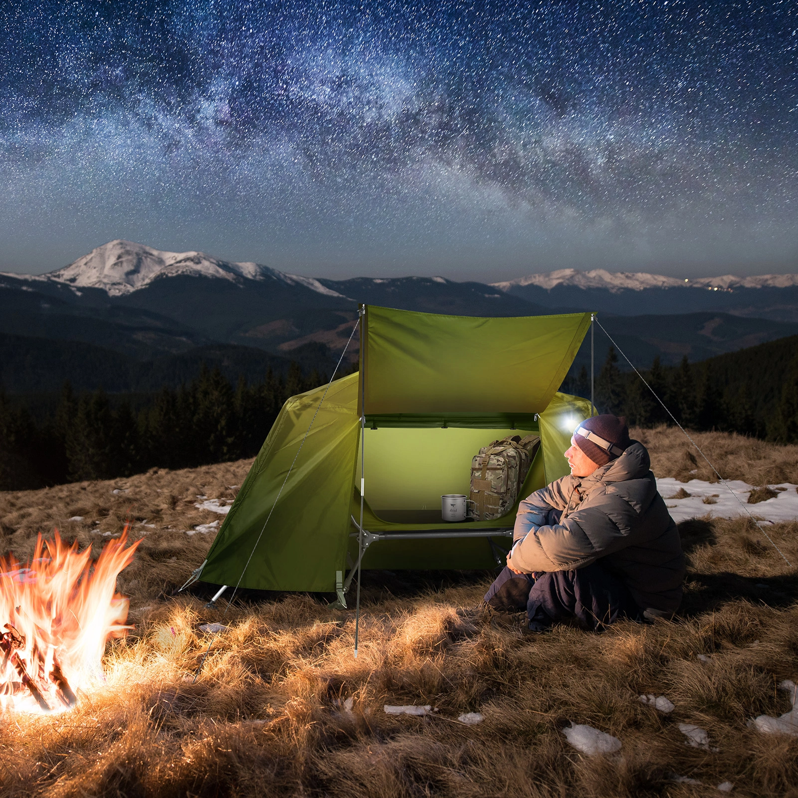 Collapsible camping tent with an integrated cot view 24
