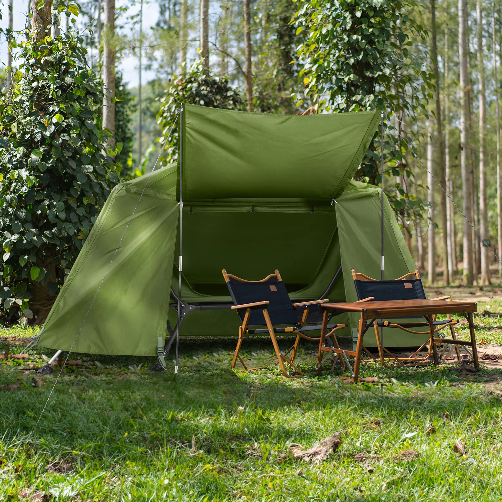 Collapsible camping tent with an integrated cot view 27
