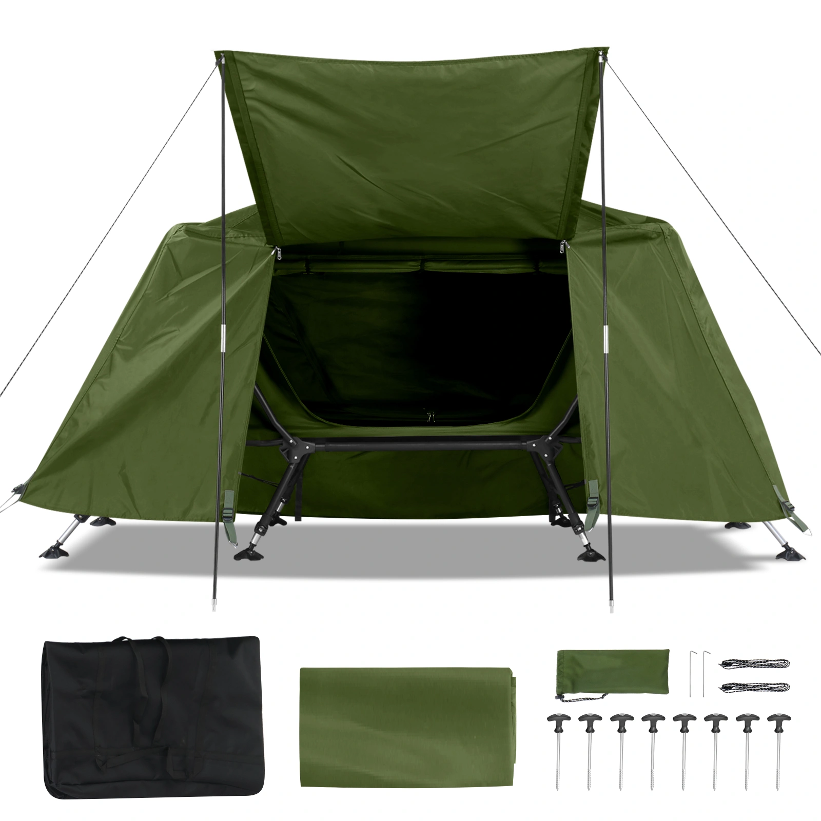 Collapsible camping tent with an integrated cot view 3