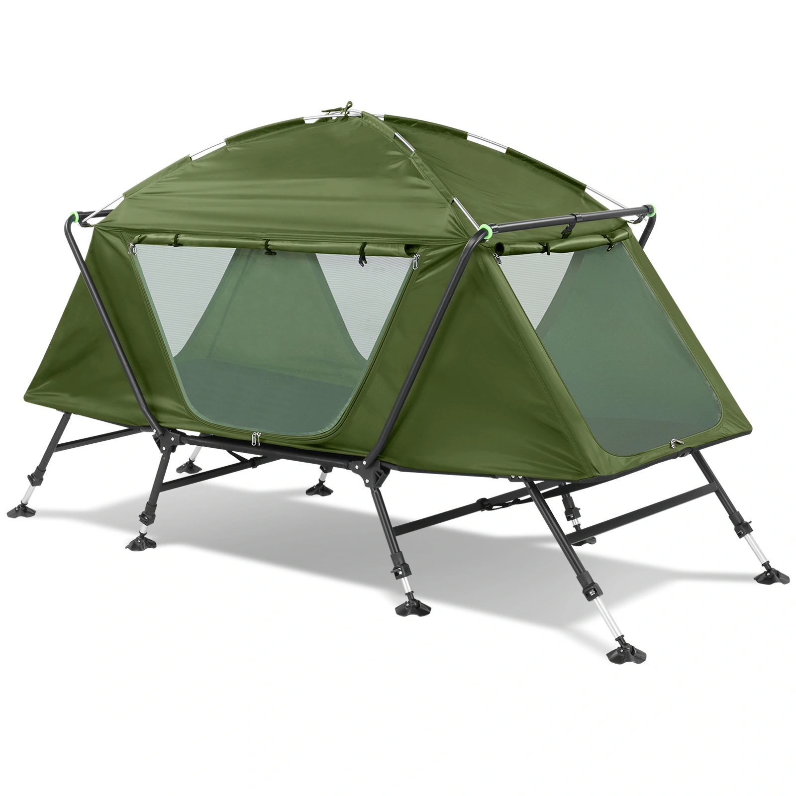 Collapsible camping tent with an integrated cot view 7