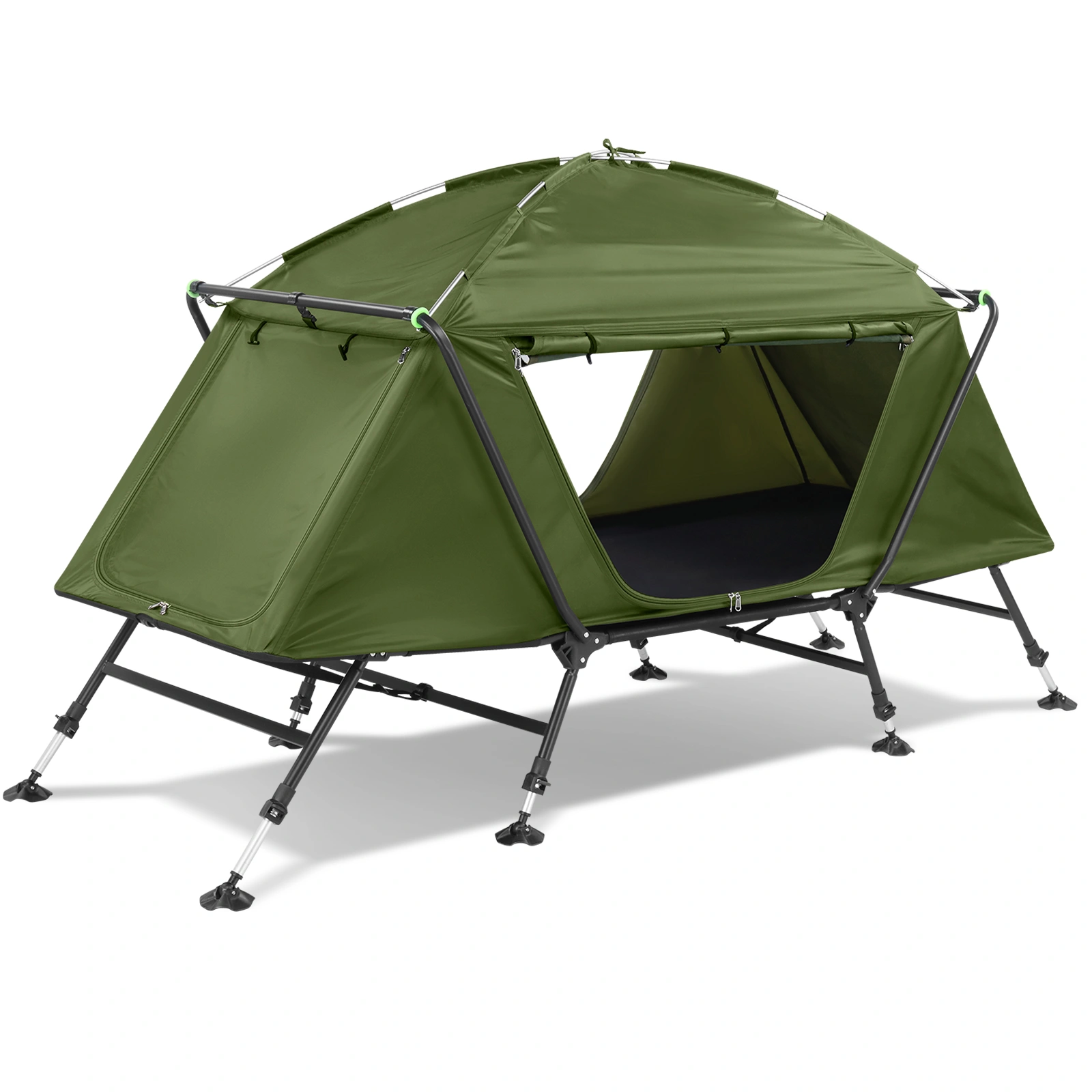 Collapsible camping tent with an integrated cot view 8