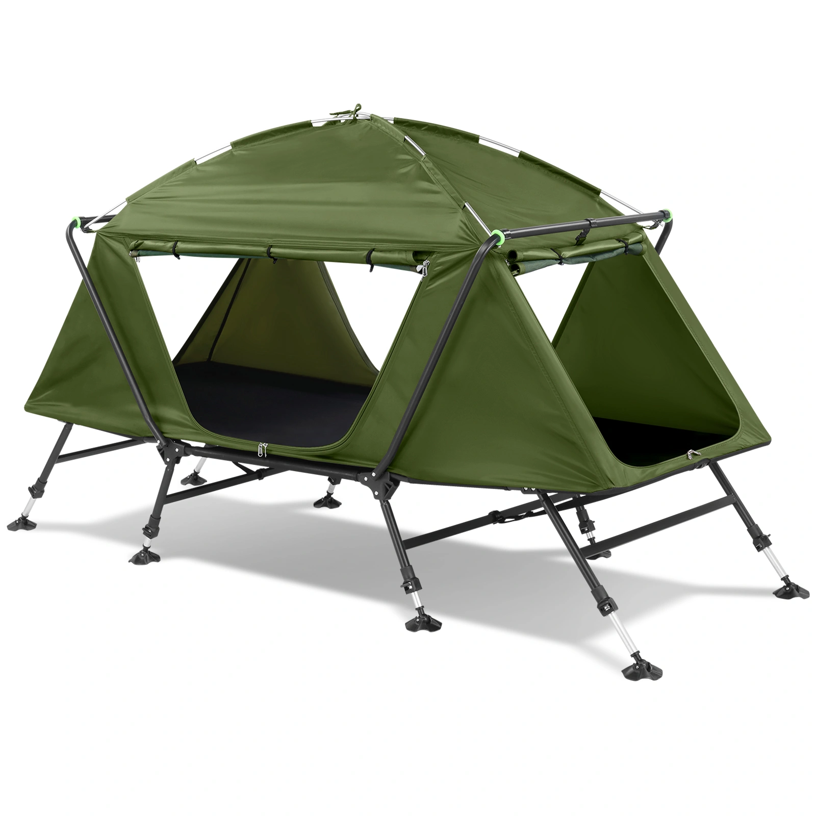Collapsible camping tent with an integrated cot view 9