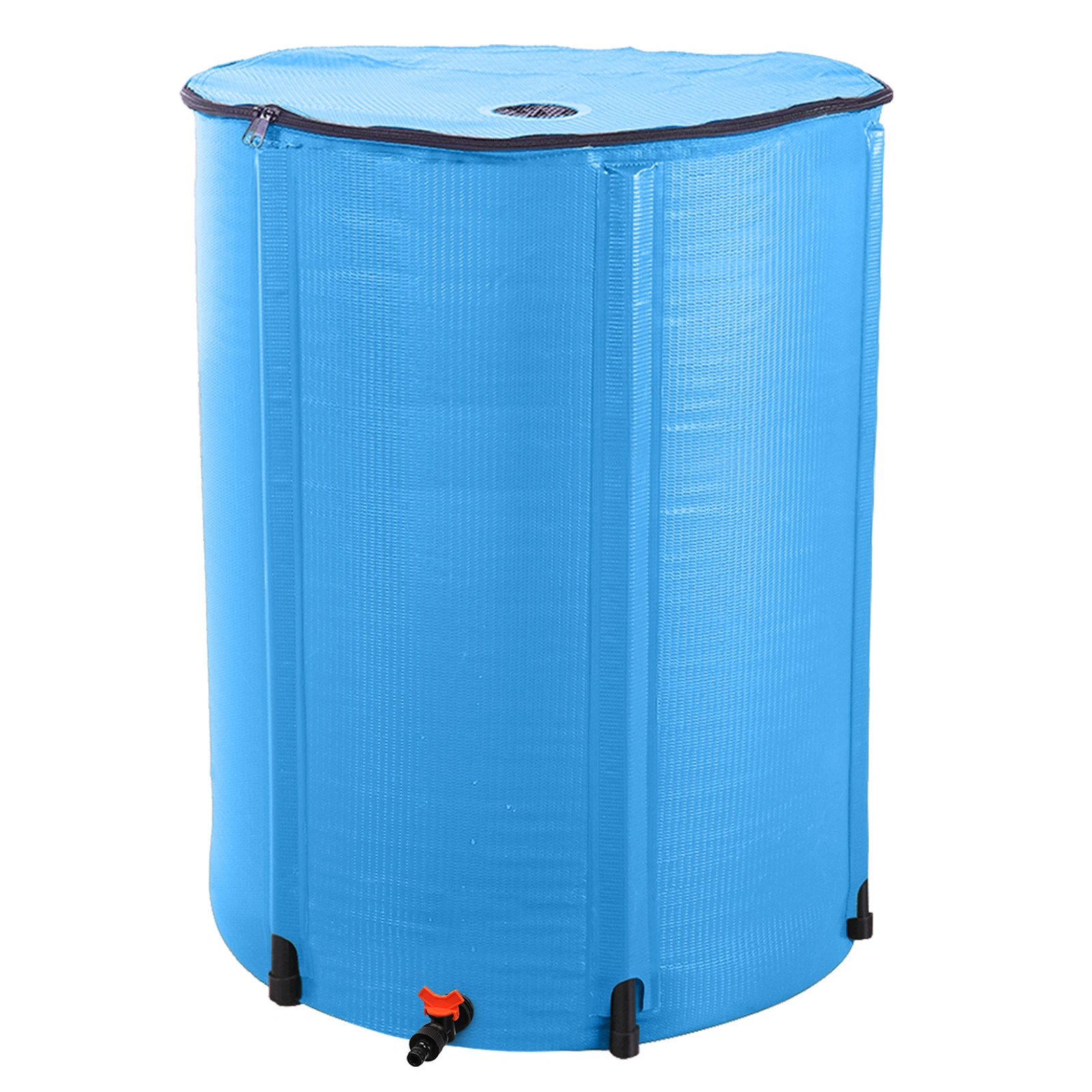 100 Gallon Folding Rain Barrel, Collapsible Water Collector Tank, Blue Heavy-Duty Outdoor Rainwater Storage Drum