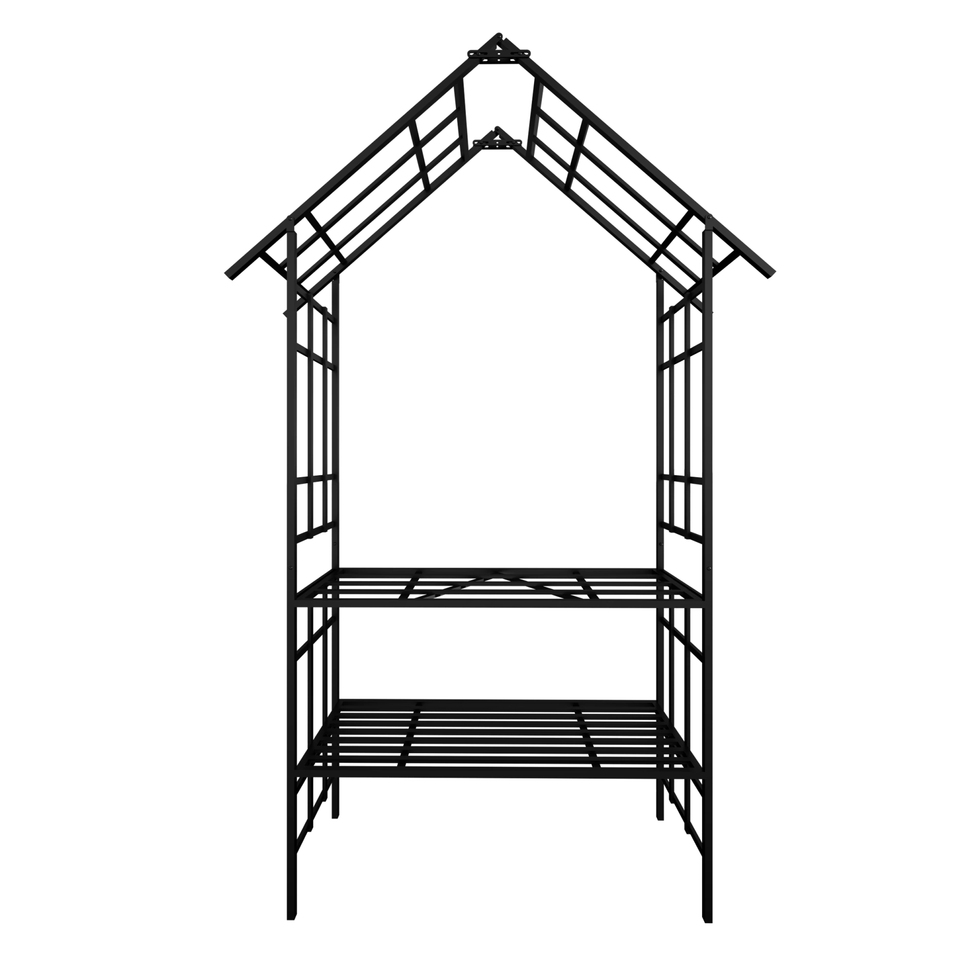 Metal Garden Arch with Bench, Black Flower Stand & Climbing Plant Support, Rose Arch for Outdoor, W58.07 x H97.24 Inch view 8