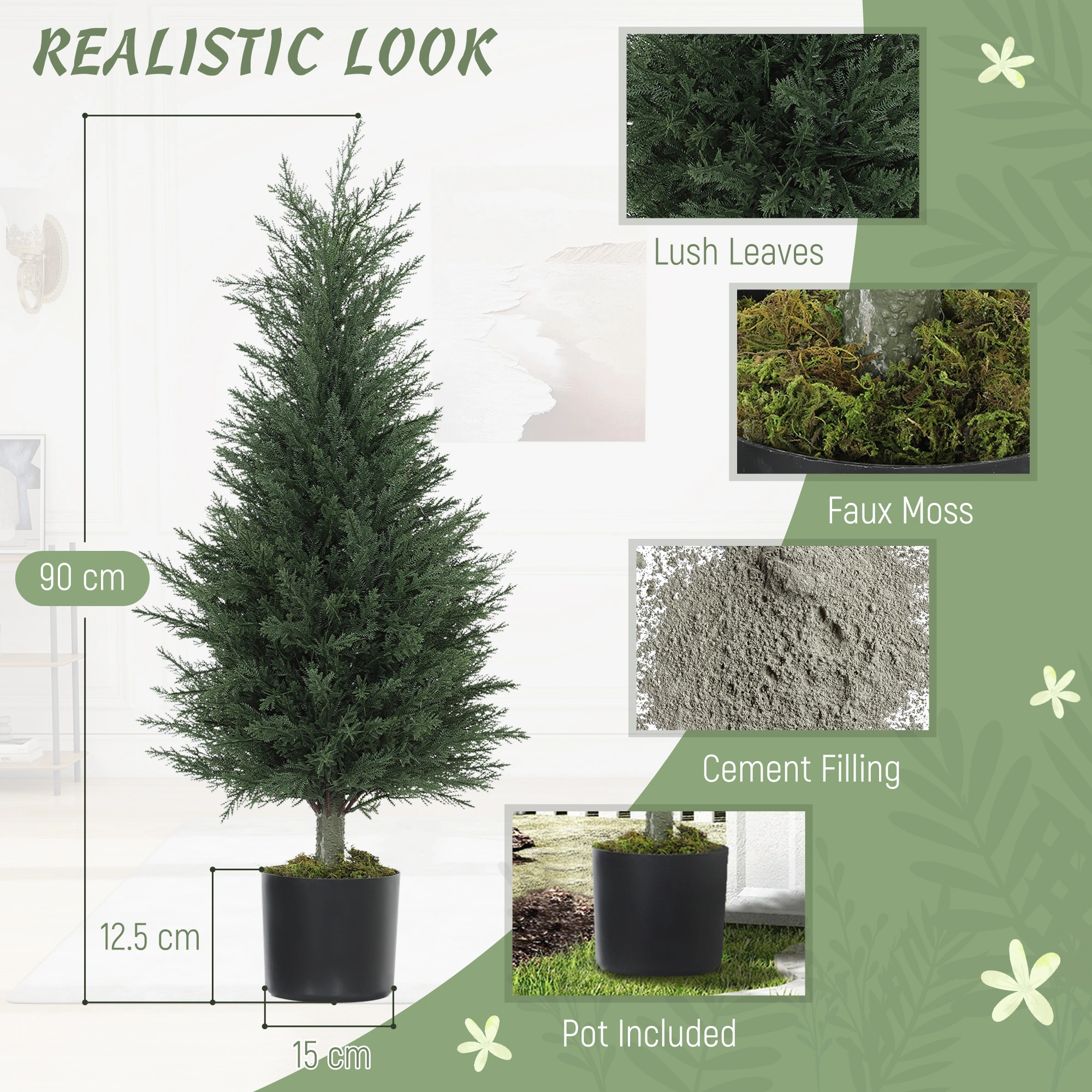 Premium Artificial Potted Plant - Lifelike Faux Greenery Indoor Outdoor Decor view 4