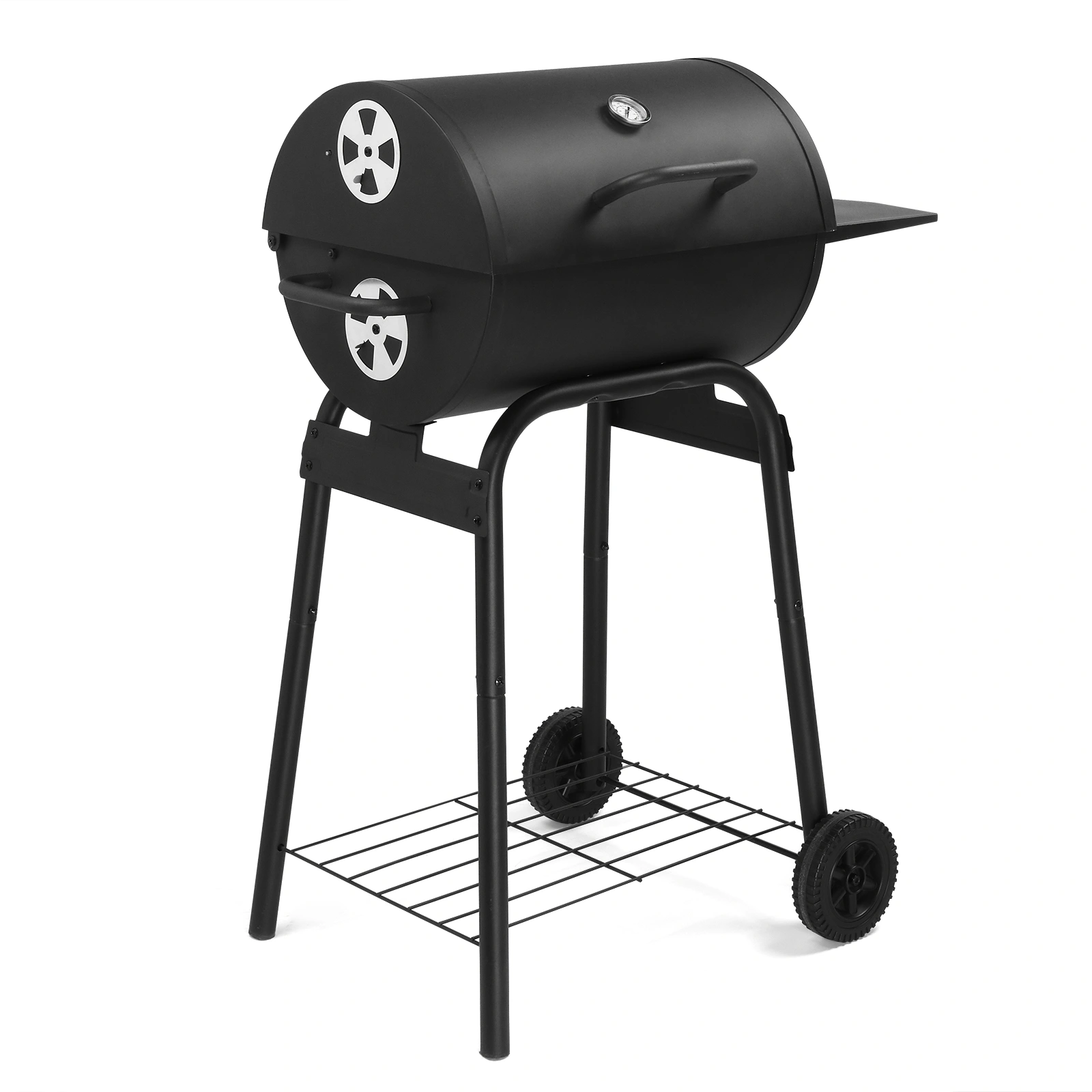 Charcoal Grills Outdoor BBQ Grill, Barrel Charcoal Grill with Side Table and Wheels, for Outdoor Backyard Camping Picnics Patio and Parties view 2